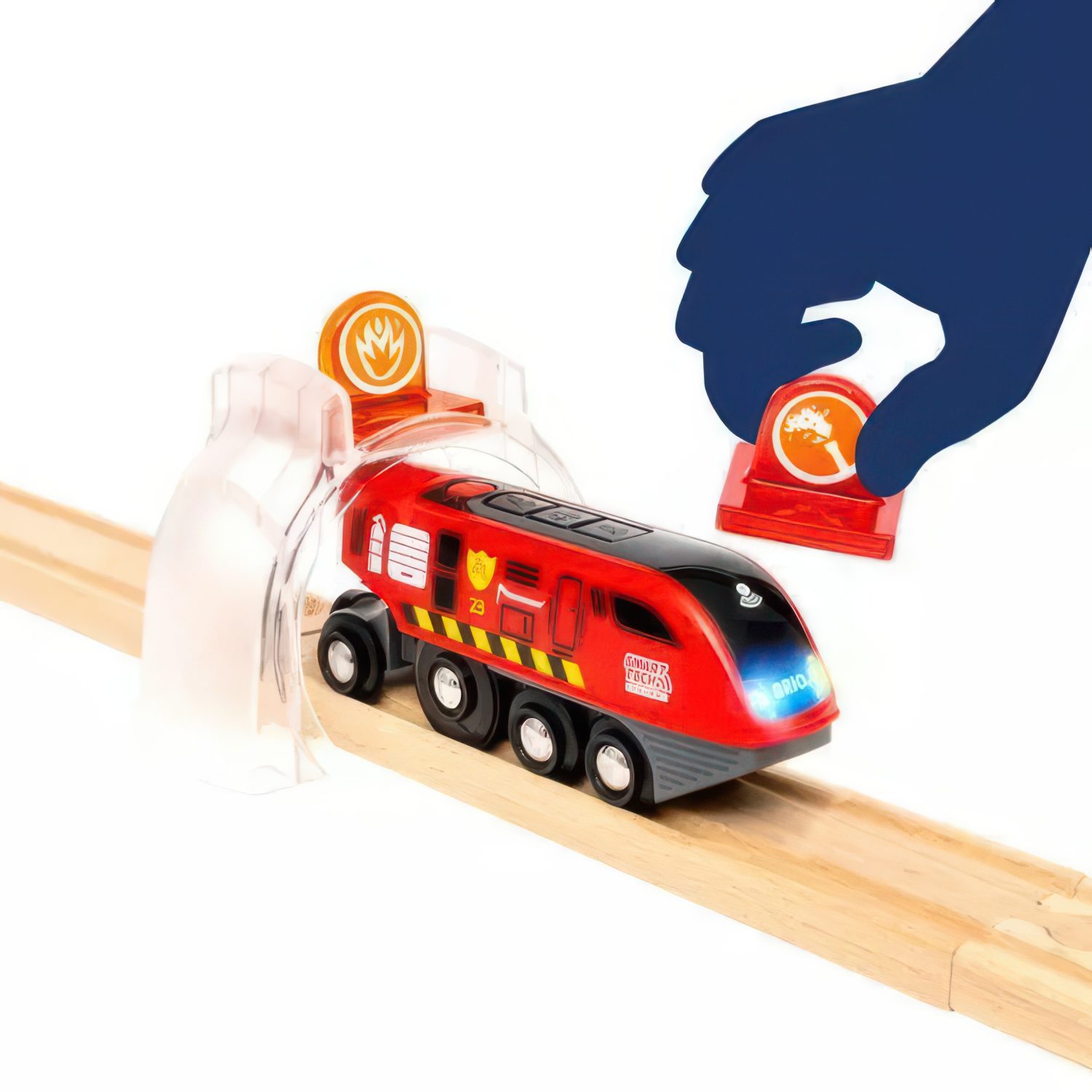 Деревянная железная дорога BRIO "Пожарный спасатель",звук, 41 деталь