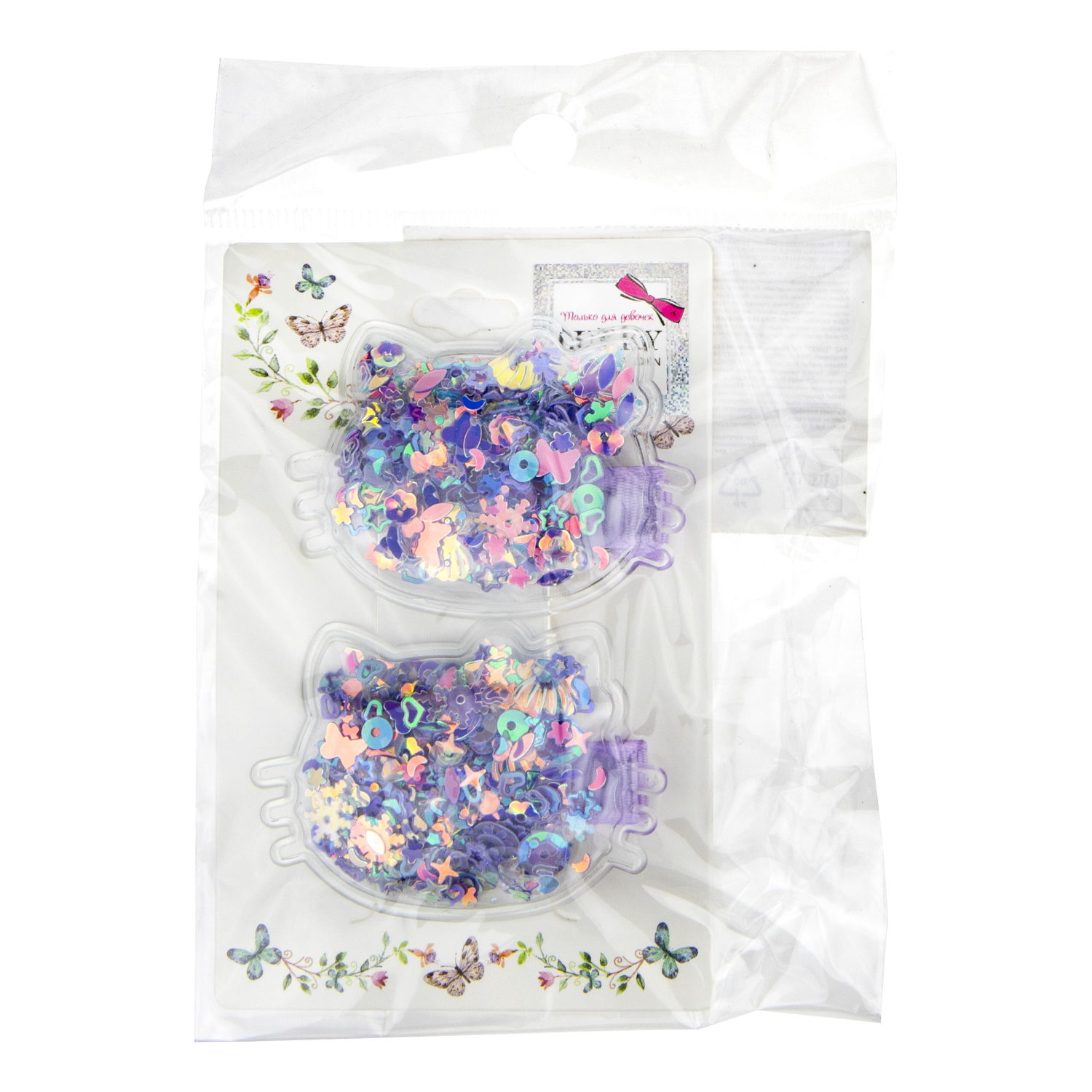 Lukky Fashion набор  из 2х заколок-зажимов с насыпкой кошечки