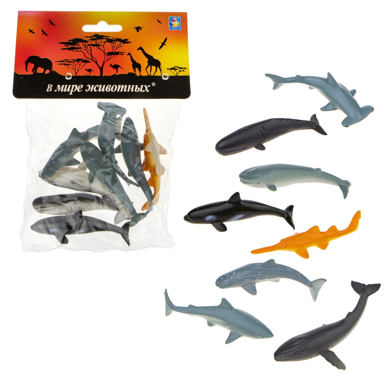 Набор фигурок 1TOY "В мире животных", морские животные океанов, 8 шт., 5 см