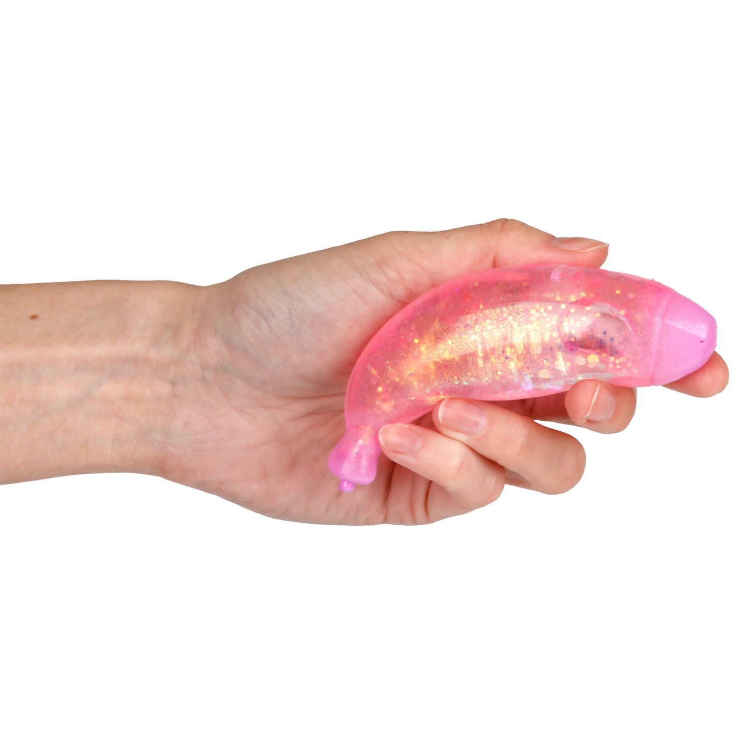 Антистресс-игрушка для рук 1TOY Крутой замес Супергель Банан с блестками, 11 см, 6 цветов в ассортименте