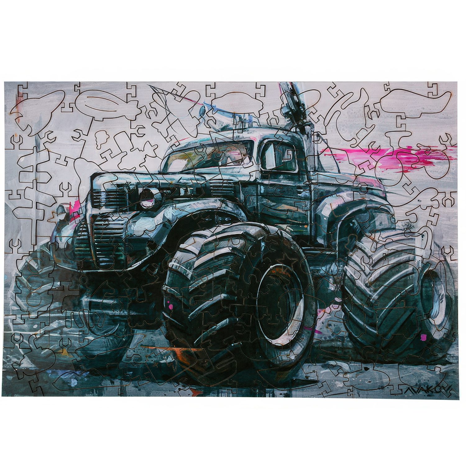 Деревянные пазлы Collection Transport Внедорожник современный серый, 120 деталей, 28х20 см