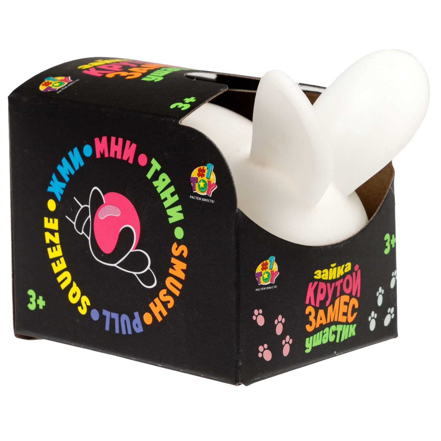 Игрушка-антистресс 1TOY Крутой замес 1TOY «Зайка ушастик», белый