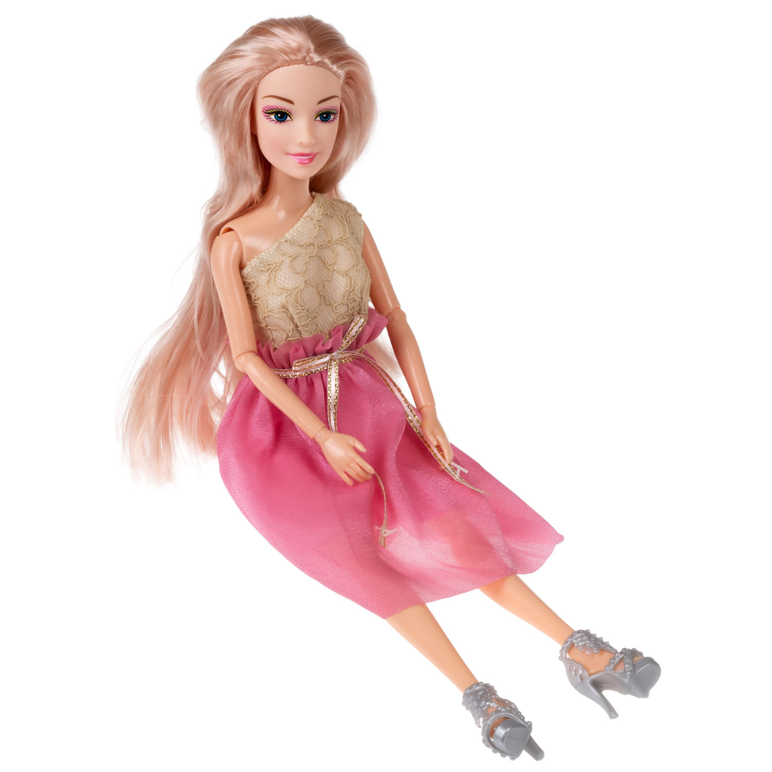 Кукла Alisa Weekend в розовом платье, с аксессурами: сумочкой, цветами, 29 см