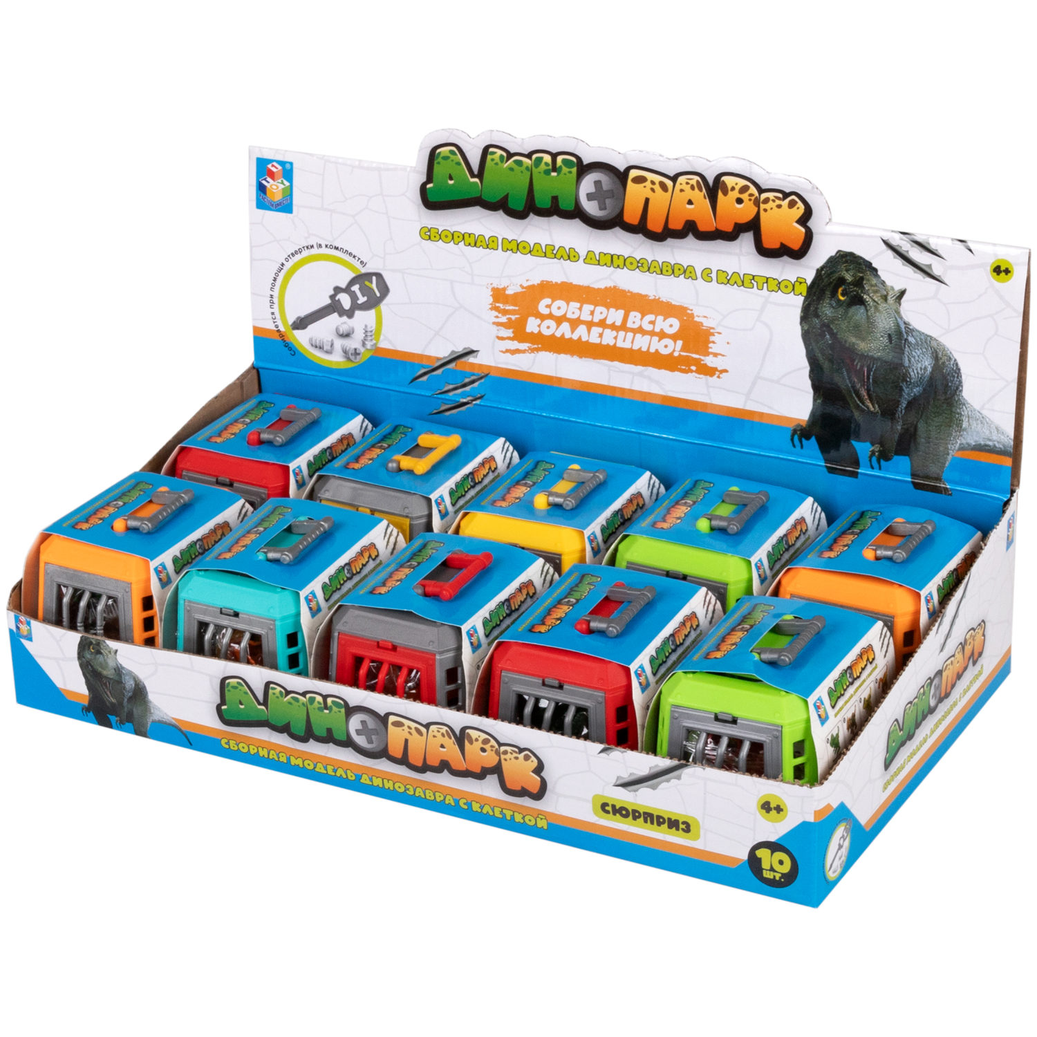 Конструктор 1TOY Динопарк "Клетка с динозавром", с отверткой, винтовой