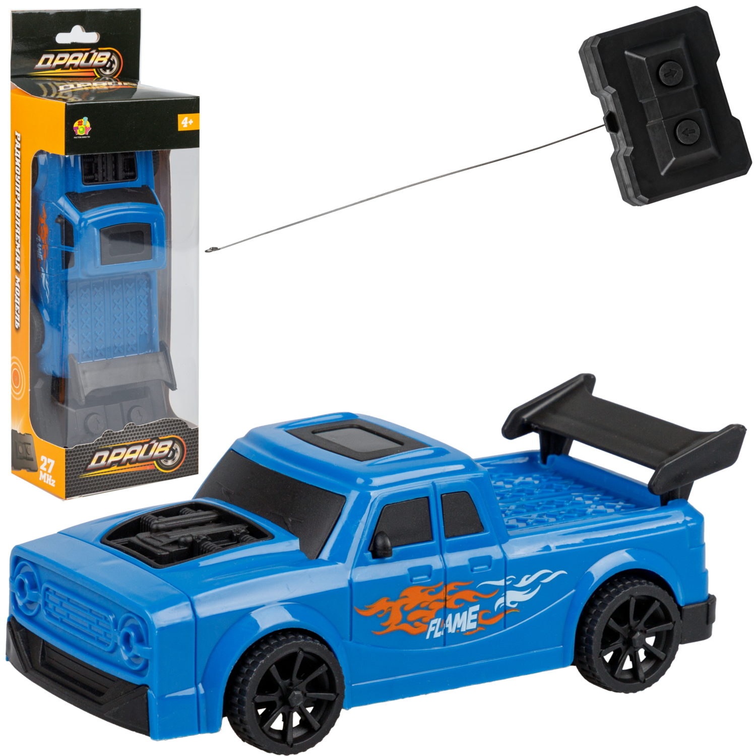 Машинка на пульте управления 1TOY Драйв Спорткар, 1:35, 27 МГц, 2 канала, синяя/зеленая