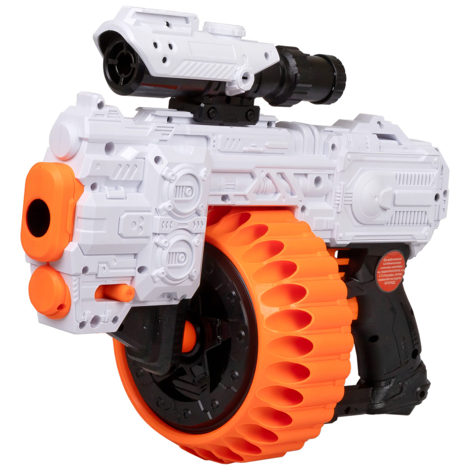 1TOY Funmax "A73" бластер электрический, барабан на 30 выстрелов, в комплекте 48 EVA снарядов