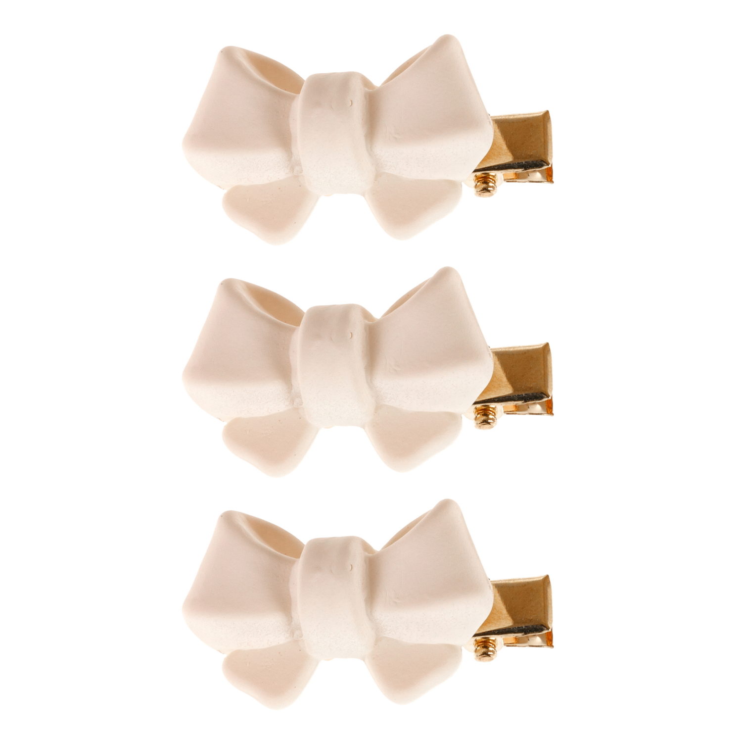 Lukky Fashion набор из 3 заколок-зажимов Бантик мини матовый,2 цв.: кремовый/шоколад микс