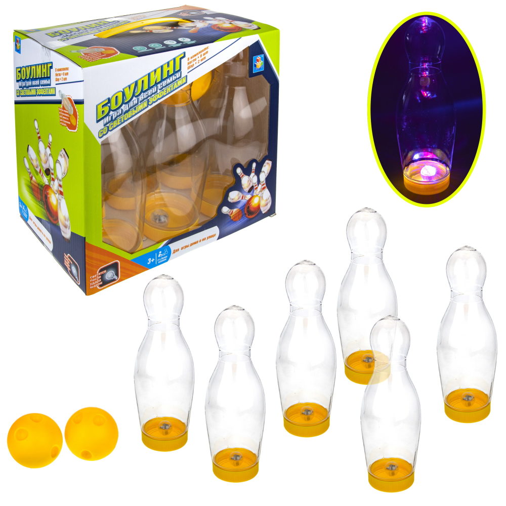Игровой набор 1TOY Боулинг со светом, 6 кеглей и шар