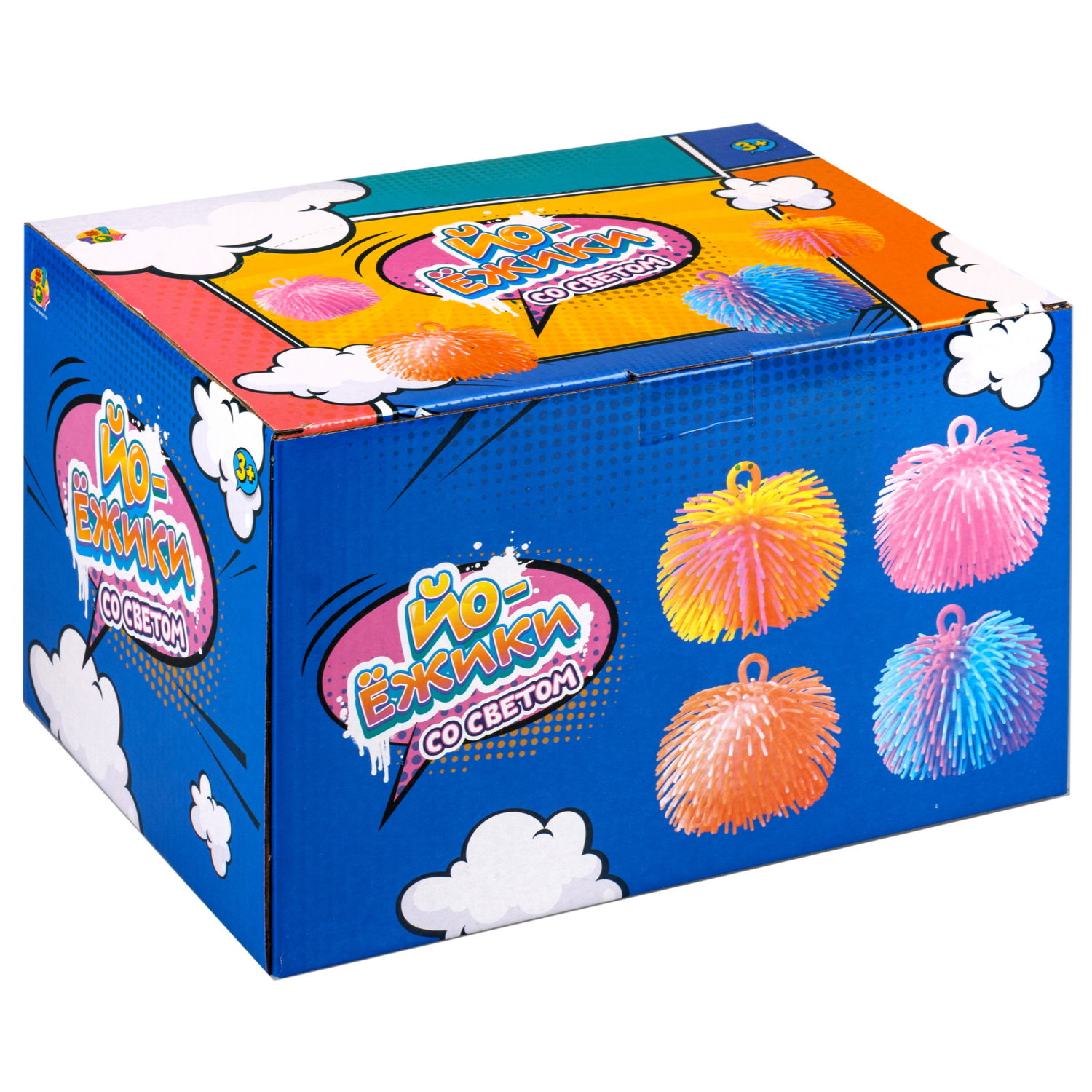 Игрушка-антистресс для рук 1toy Йо-Ёжики, шар 15 см, со светом, 4 цвета в ассортименте