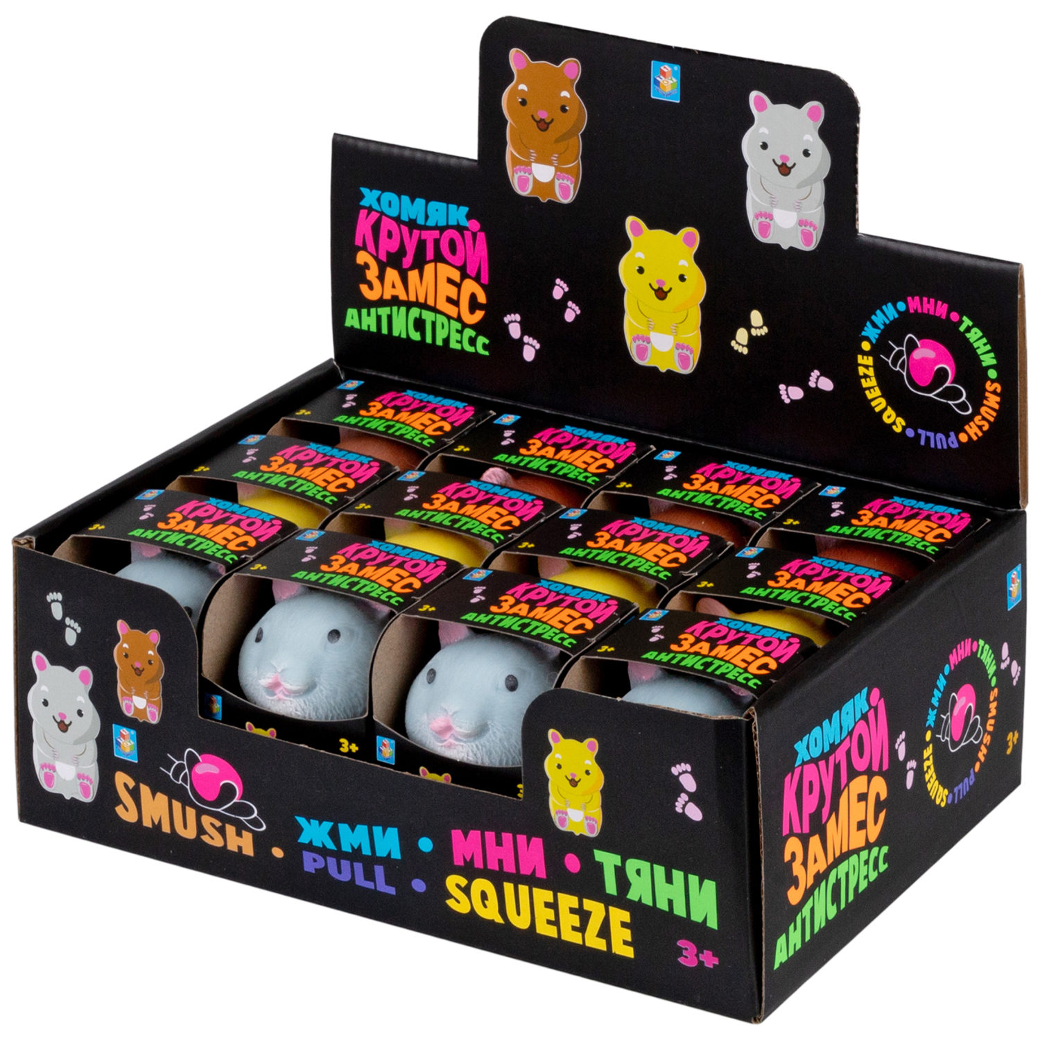 Игрушка-антистресс 1TOY Крутой замес, хомяк, в ассортименте, 7,5х5,5 см