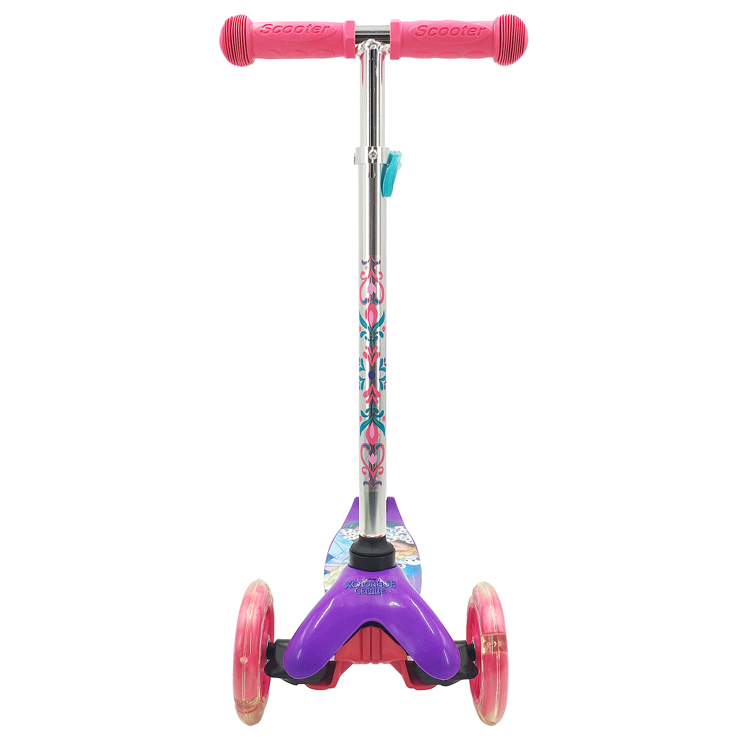 Самокат детский Disney Холодное Сердце, трехколесный, кикборд, со светящимися колесами