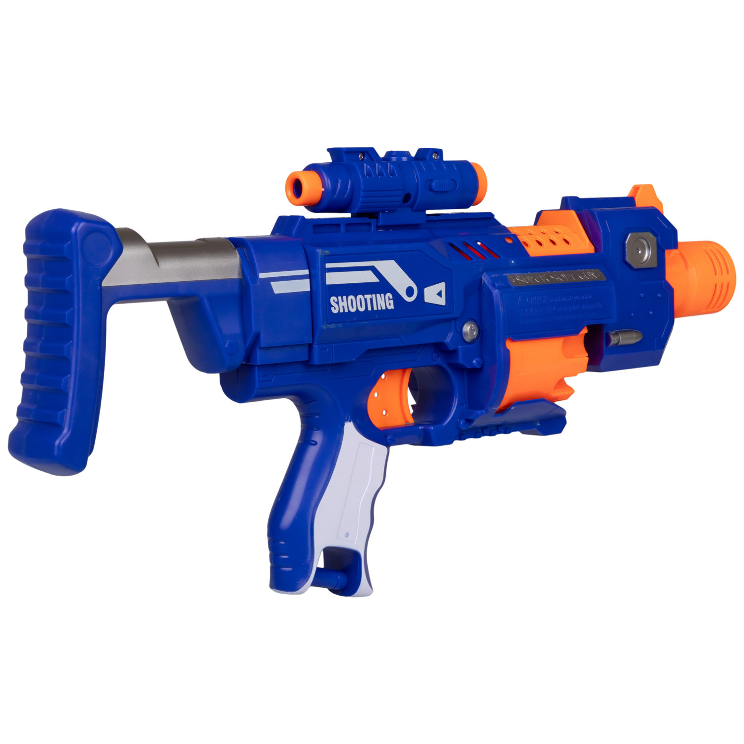 1toy Funmax "A62" бластер электрический, барабан на 10 выстрелов, в комплекте 20 снарядов с присосками