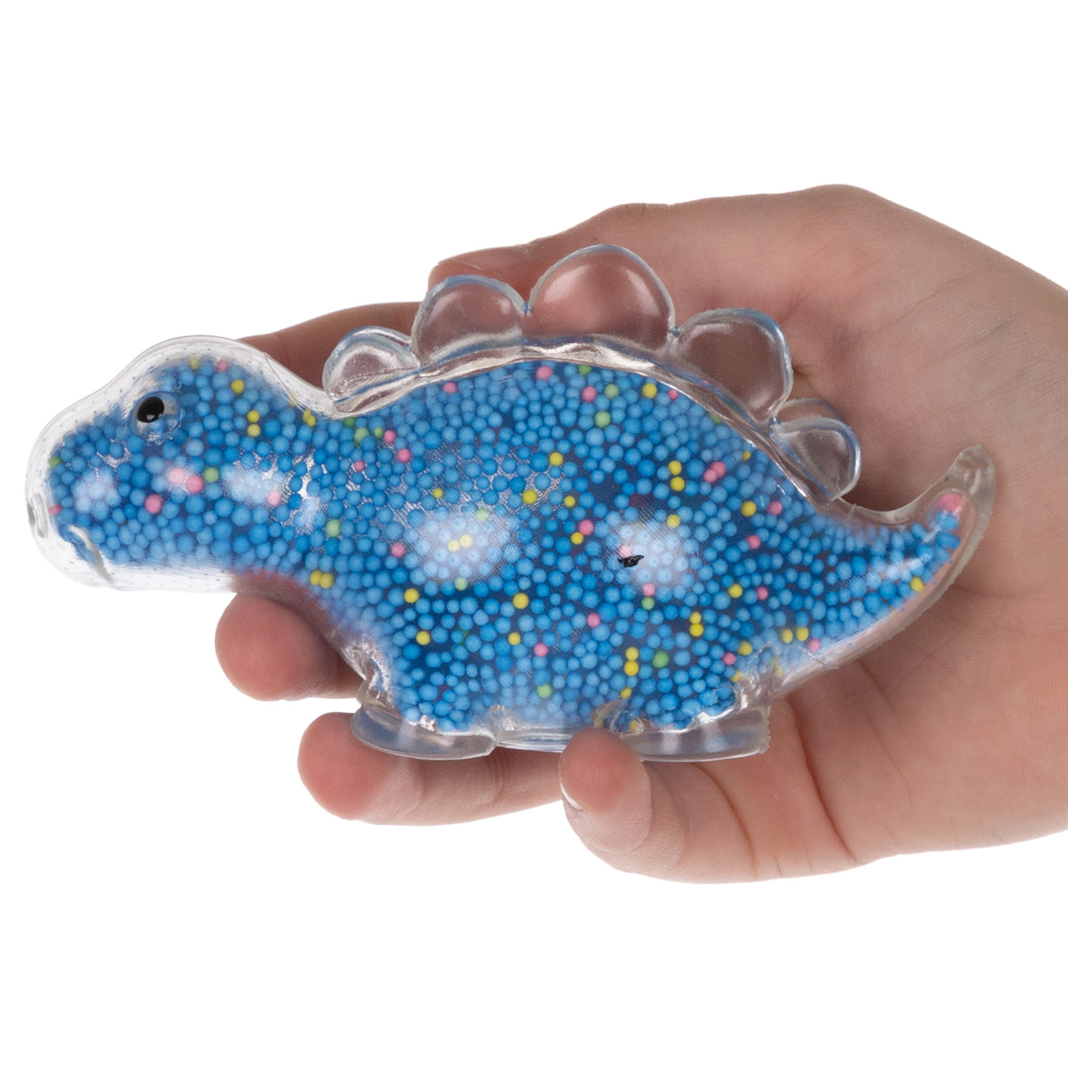 1toy Жмяка стегозавр с пенопластовыми шариками, 11х5 см, синий