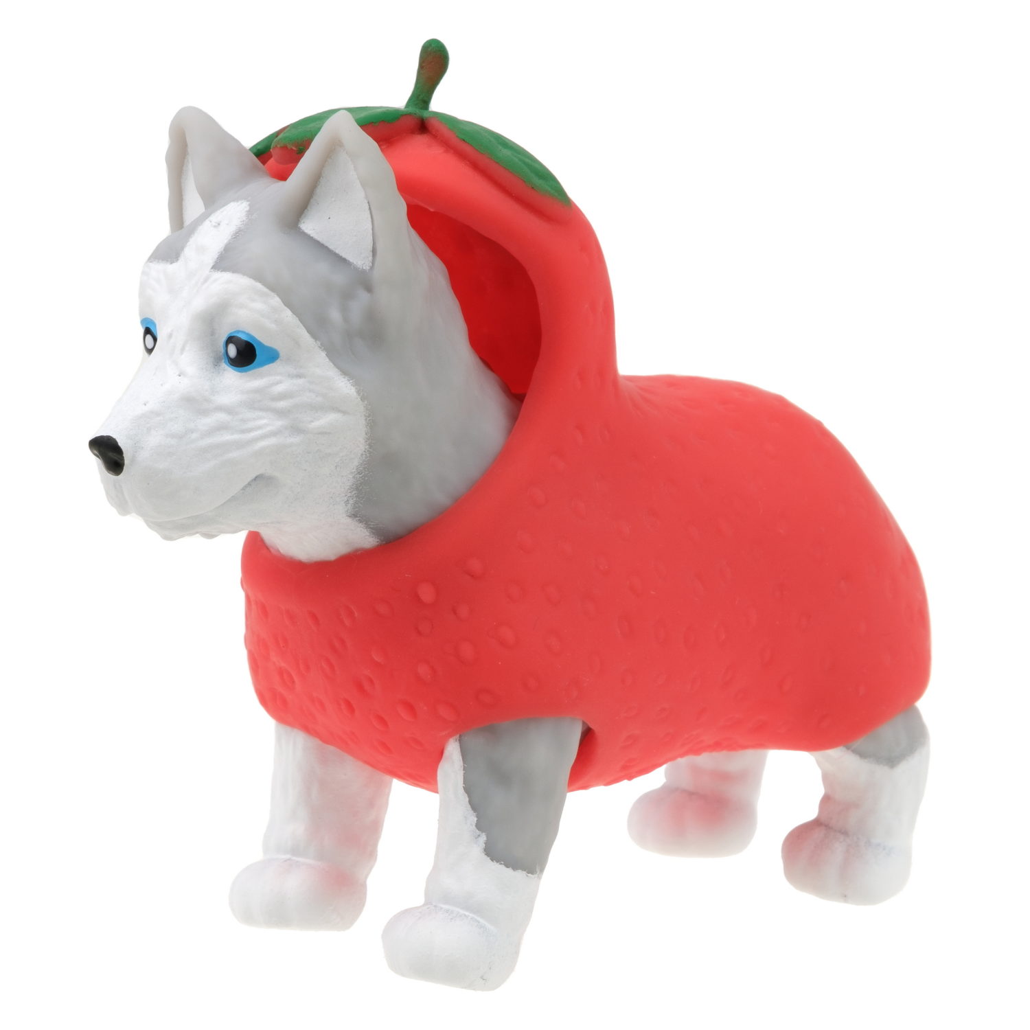 Антистресс игрушка 1TOY Прокачка для собачки серия 3, тянущаяся собачка в костюмчике, тянучка Хаски - клубничка