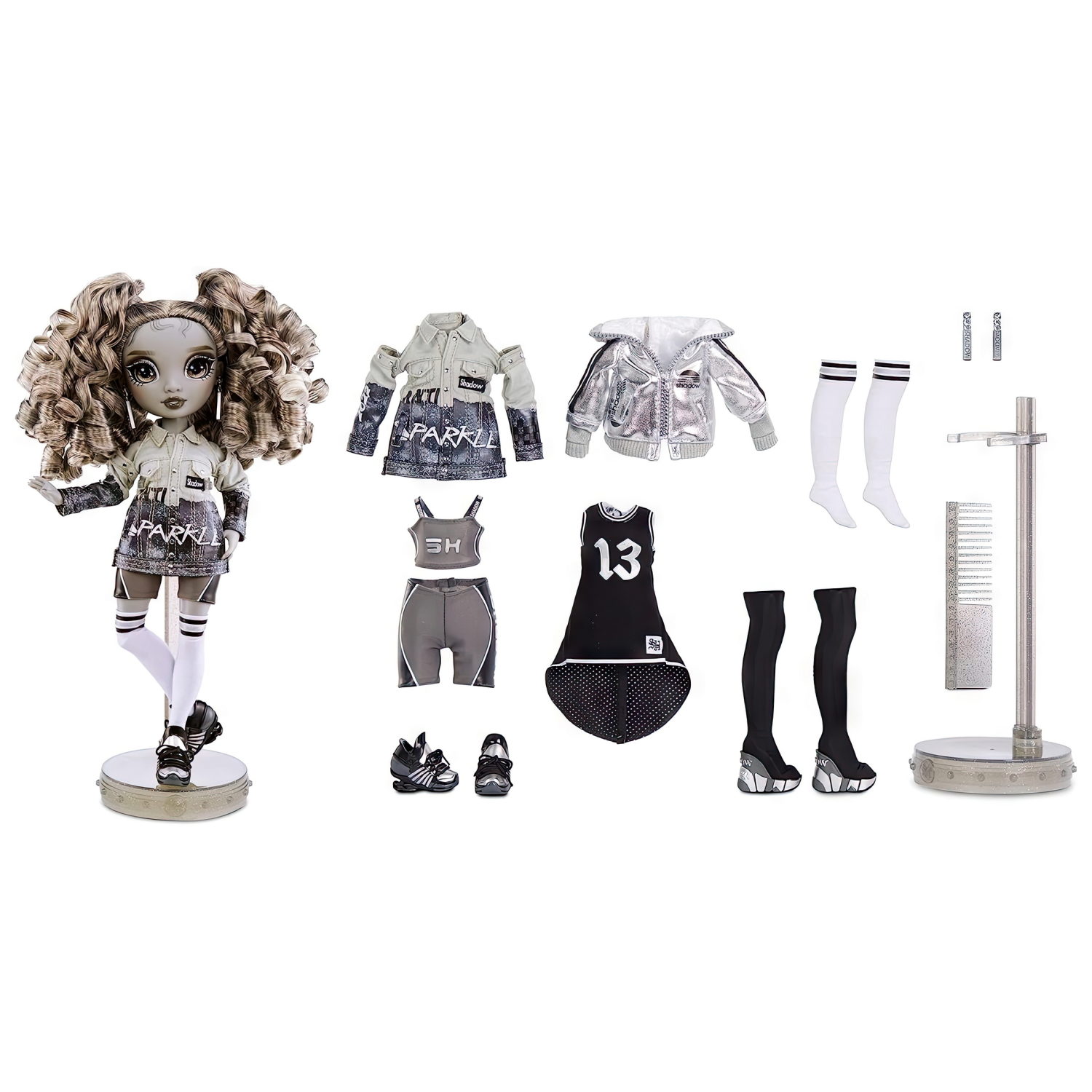 Rainbow High Shadow модная кукла Nicole Steel, с двумя нарядами