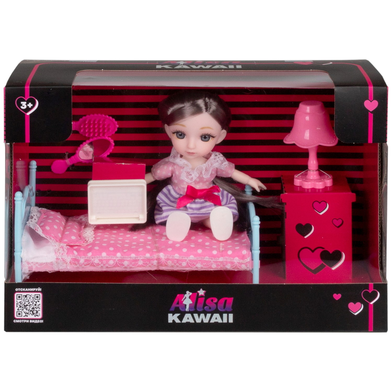 Alisa Kawaii mini, набор "Спальня", кукла 15,2 см