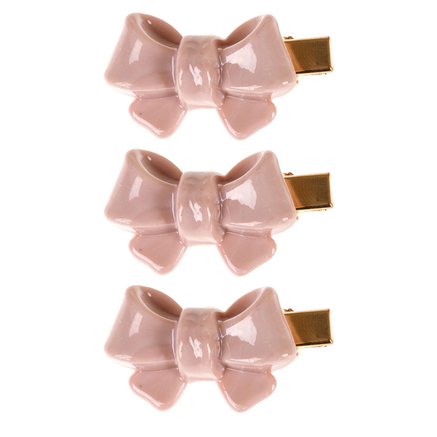 Lukky Fashion набор из 3 заколок-зажимов Бантик мини глянцевый,2 цв.: молочный/какао микс