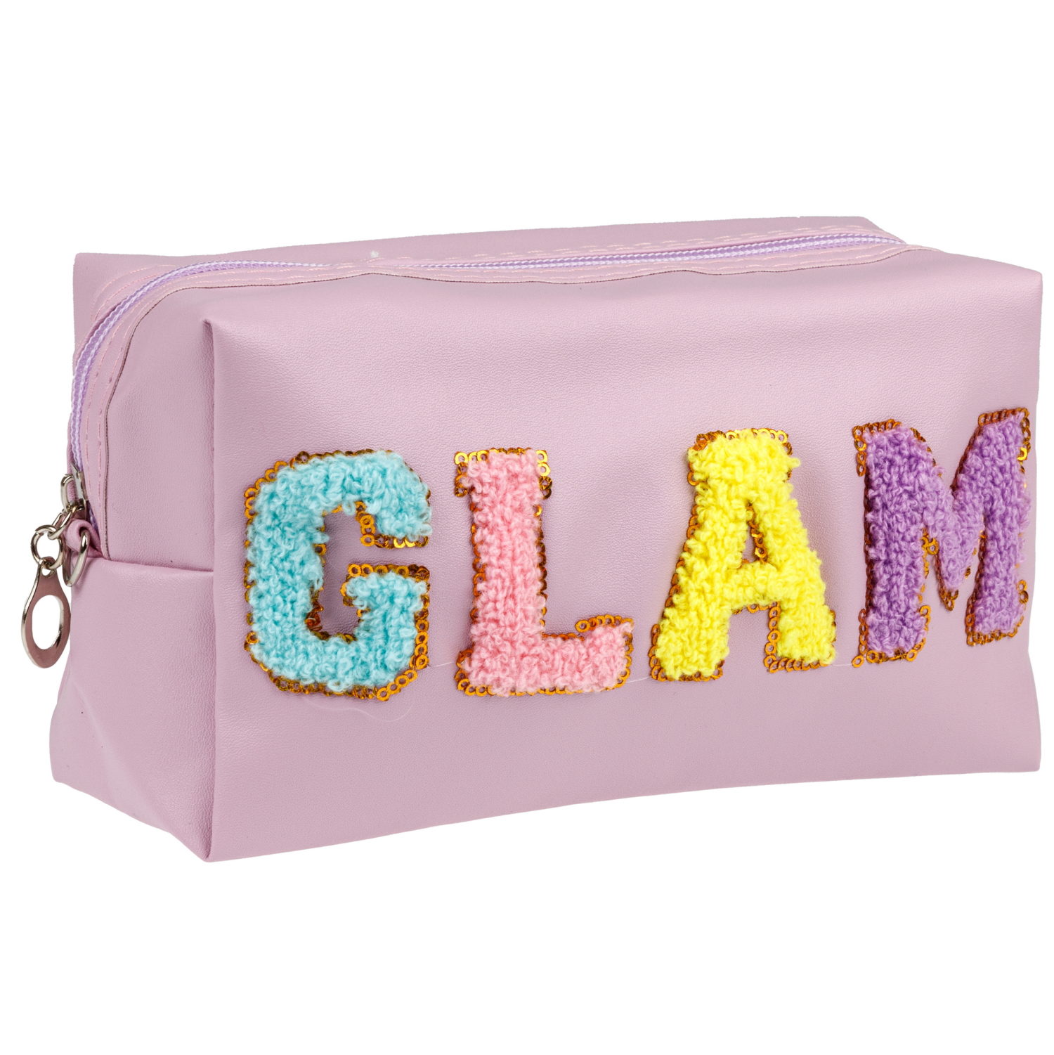 Косметичка с вышивкой плюшевыми буквами Lukky Glam Style, 18*10*8 см