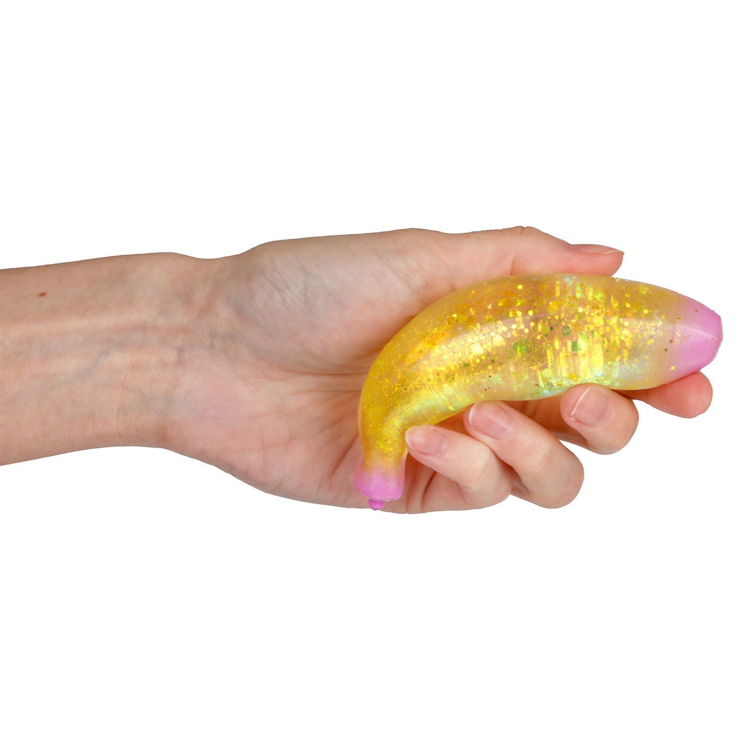 Антистресс-игрушка для рук 1TOY Крутой замес Супергель Банан с блестками, 11 см, 6 цветов в ассортименте