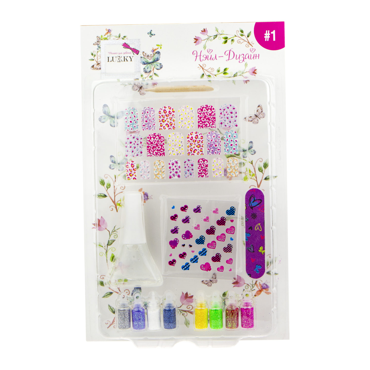 Набор LUKKY "Нэйл-Дизайн" дизайн ногтей "Сердечки, цветные пятнышки"