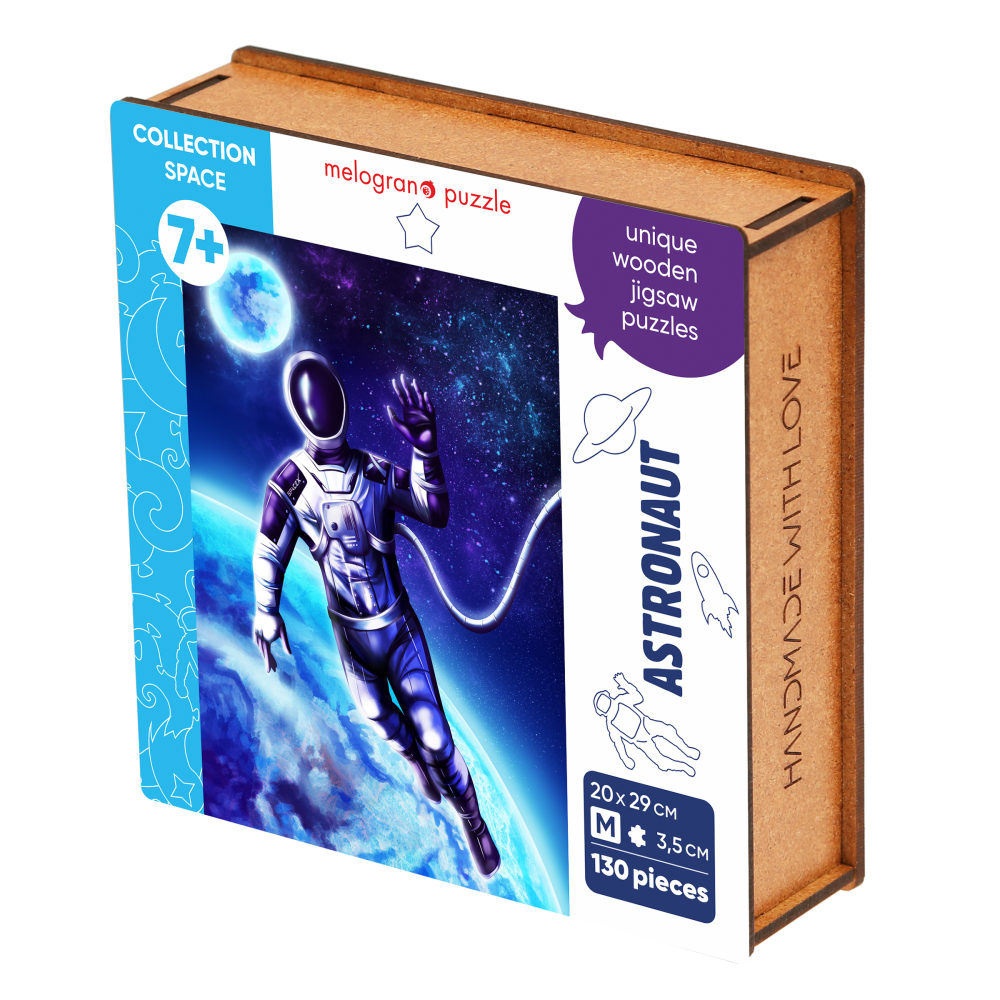 Деревянные пазлы Collection Space Космонавт, 130 деталей, 20х29 см, 8+