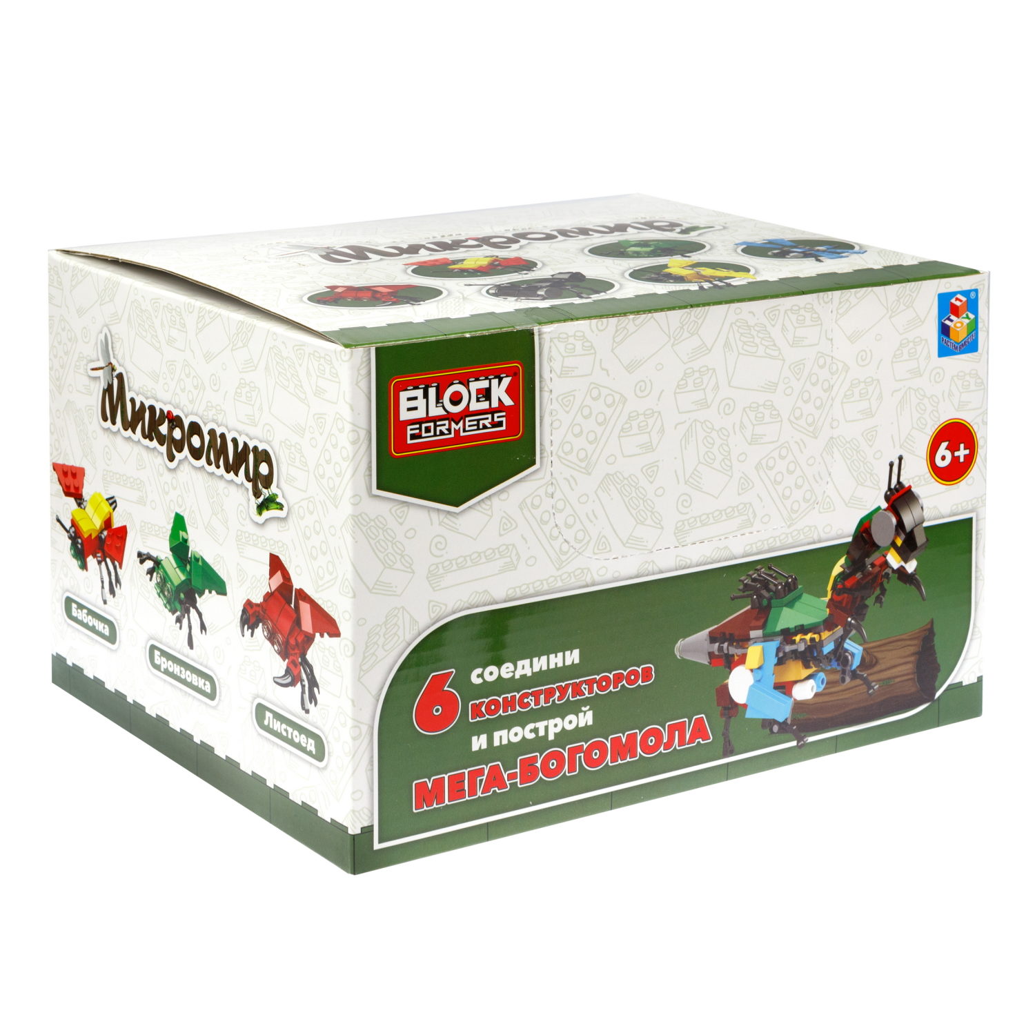 Конструктор 1TOY Blockformers "Микромир", 6 видов, из 6 шт. собирается большой богомол, 1 шт.