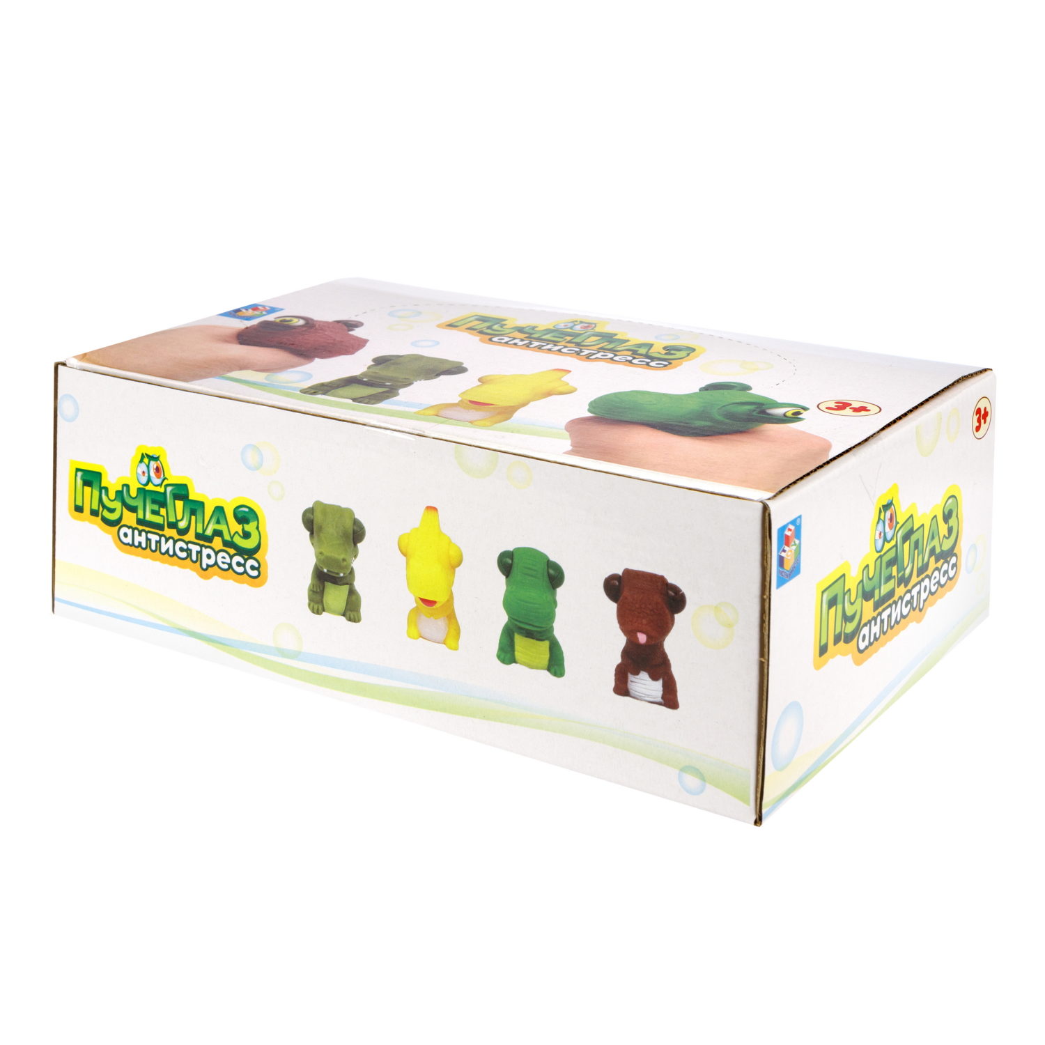 1toy Пучеглаз-антистресс "Динозавры" 4,6х7x7,5 см, 4 вида в асс., 12 шт. в д/б