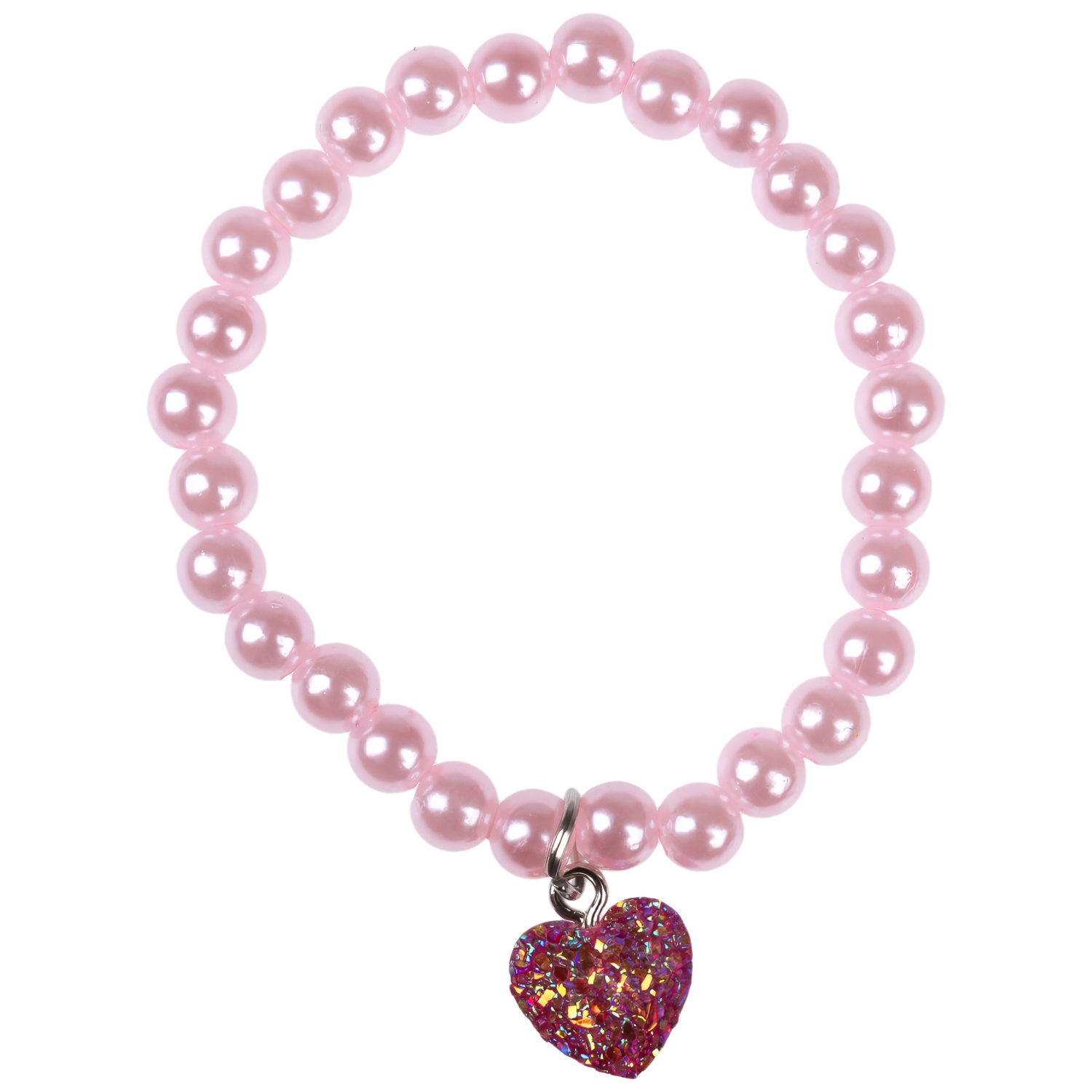 Набор украшений Lukky Fashion "Блестящее сердце" из бусин: 3 браслета с шармами, колечко, клипсы