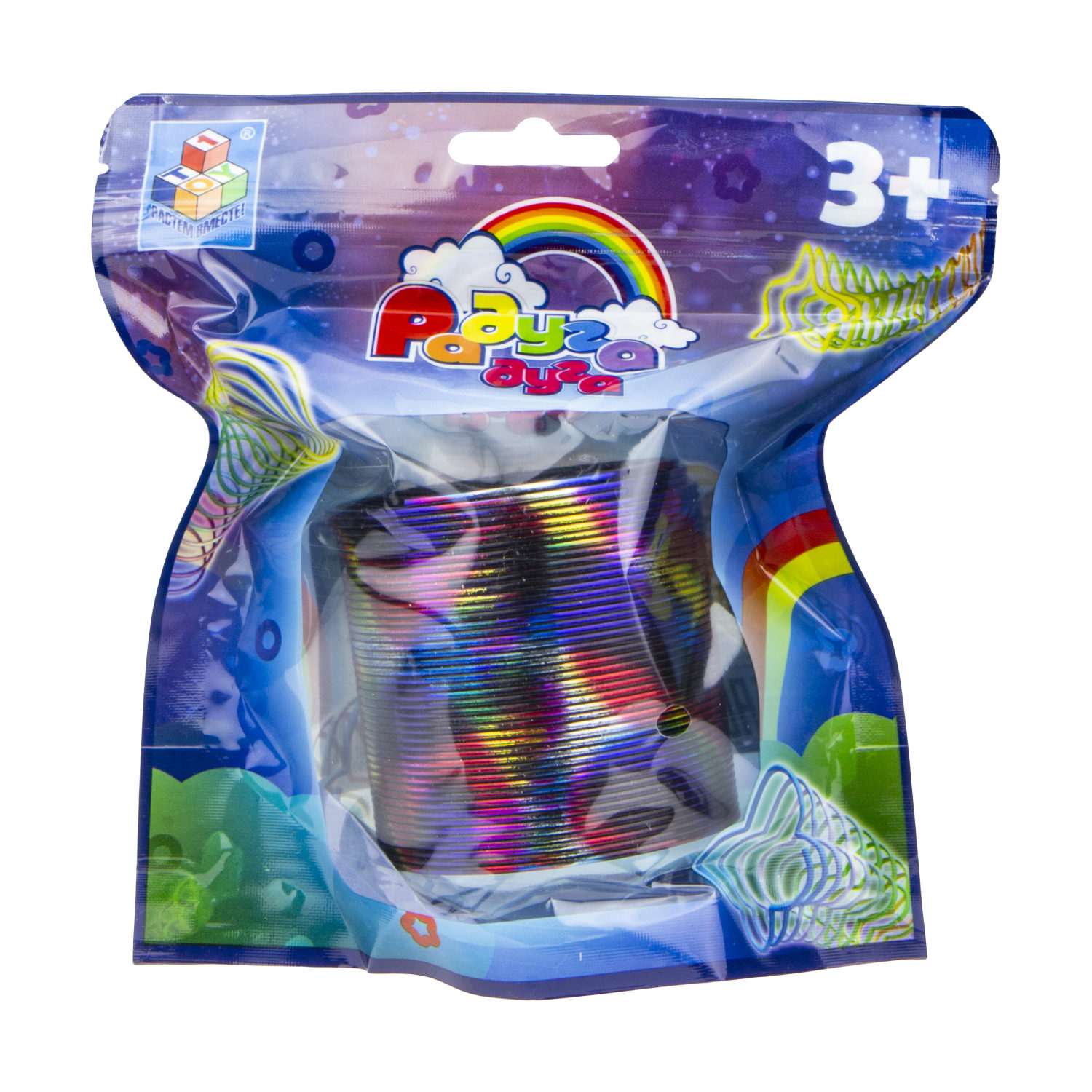 1toy пружинка Радуга-Дуга металлик пятнист. 6,3*6,5см.в пак.16*6*18см
