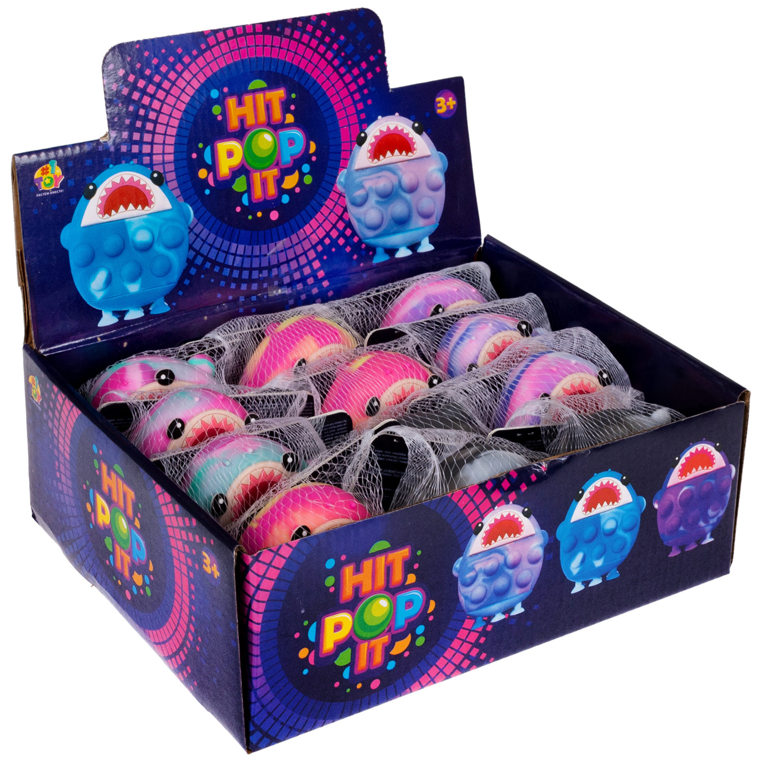 1toy Жмяка Hit Pop It "Акула" на присосках, 8х7х3,5 см, 3 вида в ассортименте