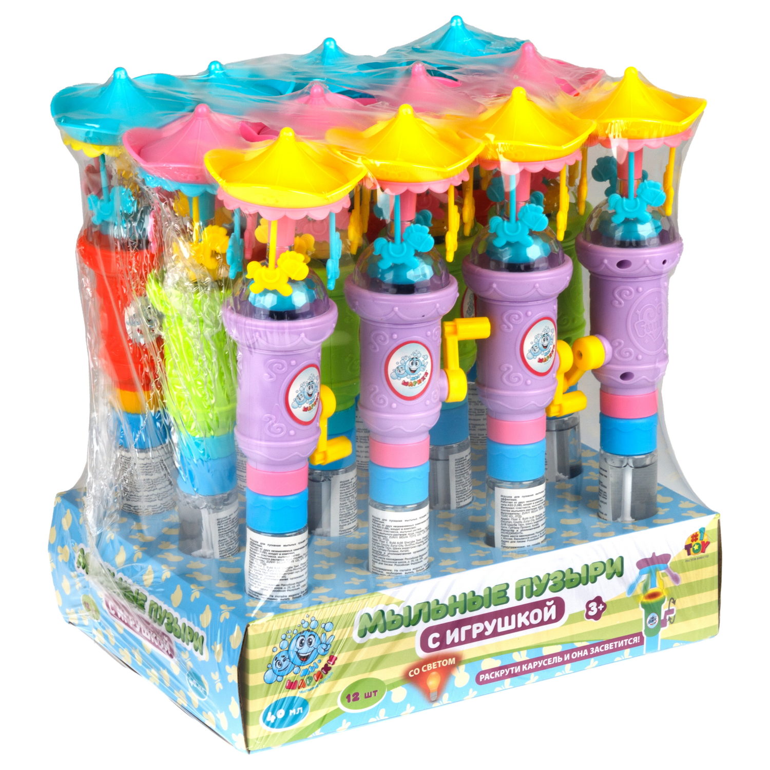 Мыльные пузыри Мы-шарики! 1TOY с игрушкой Карусель, со световыми эффектами, 40 мл
