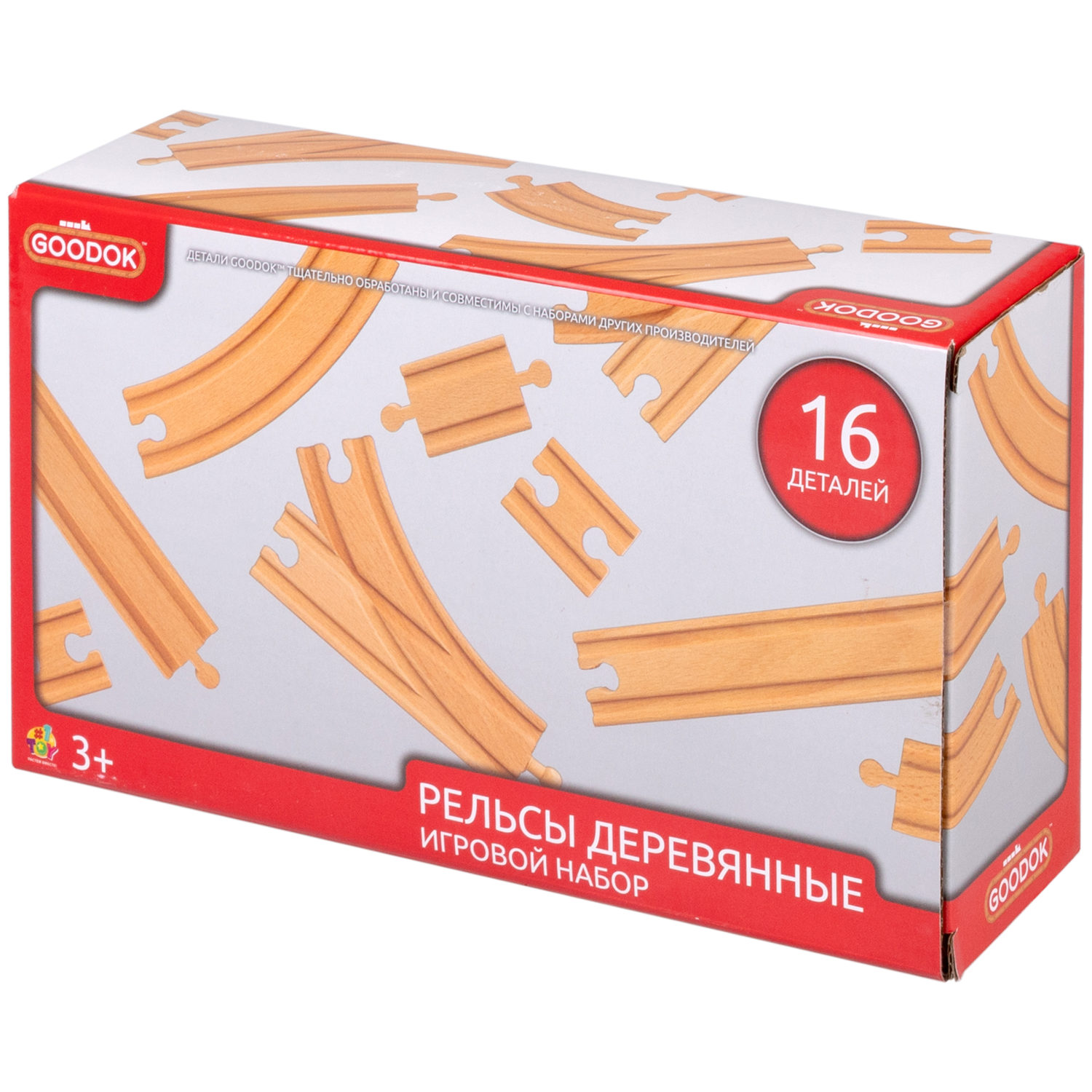 Рельсы для деревянной железной дороги 1TOY Goodok, базовые, 16 шт.