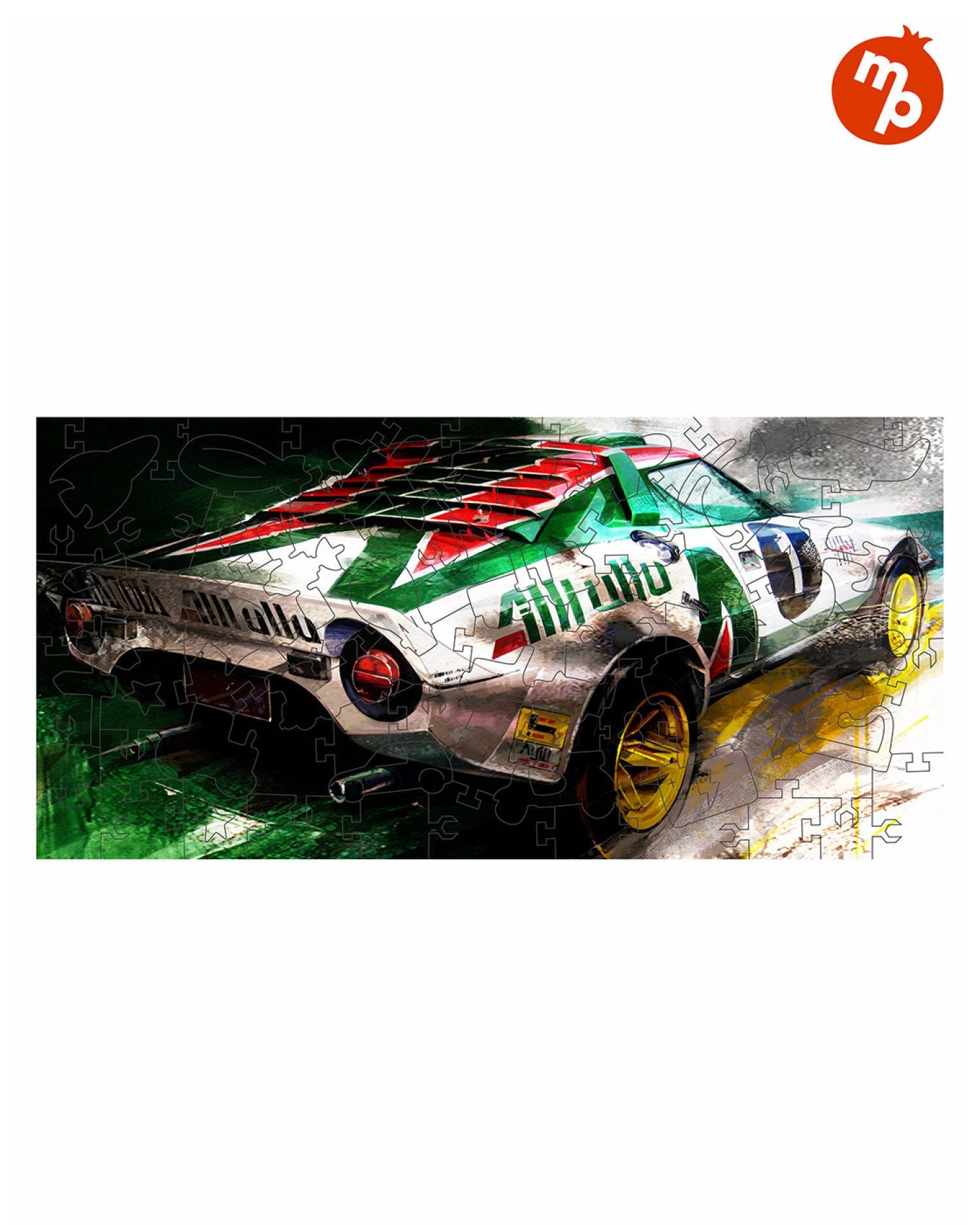 Деревянные пазлы Collection Transport Гоночный автомобиль белый, 80 деталей, 28х14 см