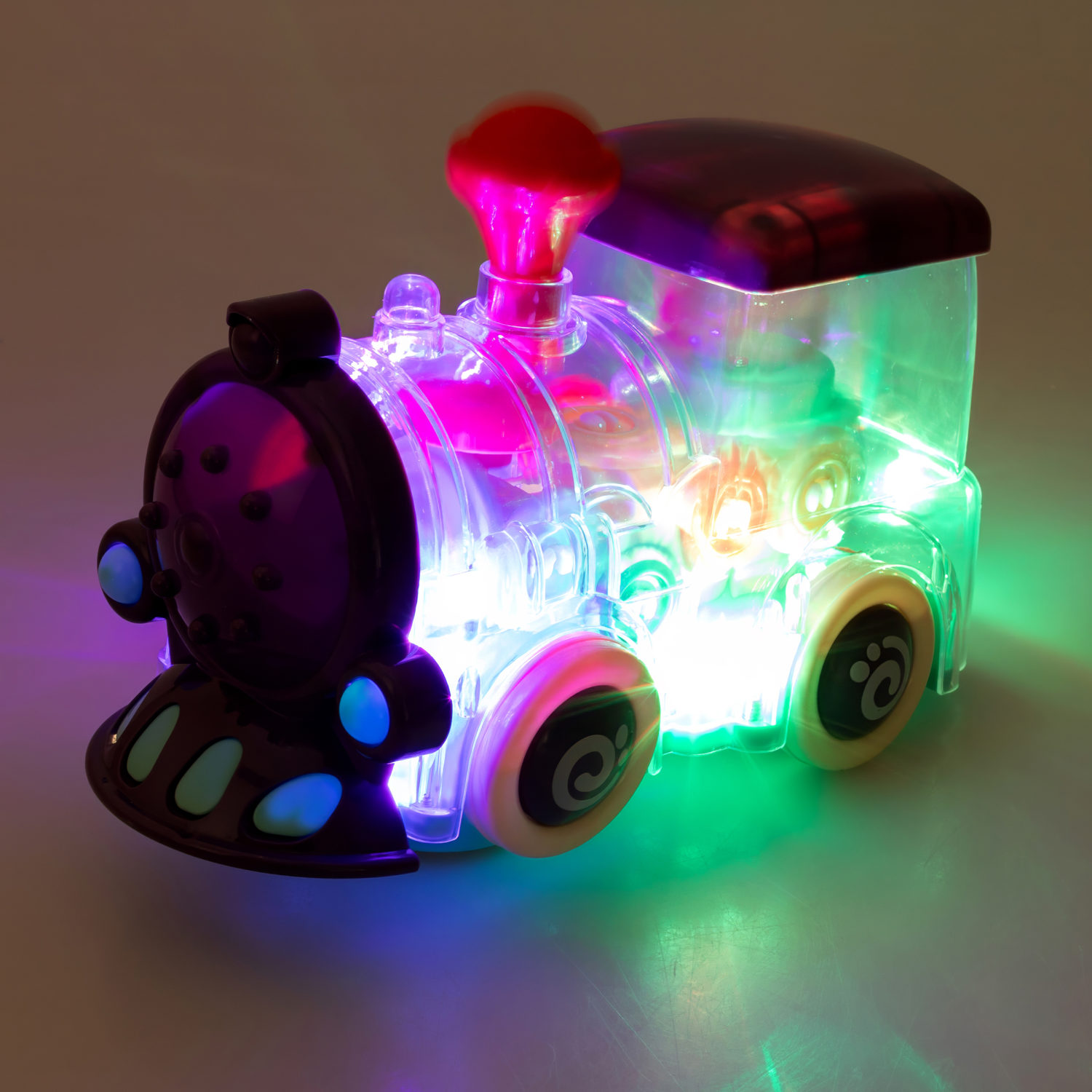 Игрушка прозрачная с шестеренками 1TOY Движок «Локомитив», со светом и звуком, 1 шт.