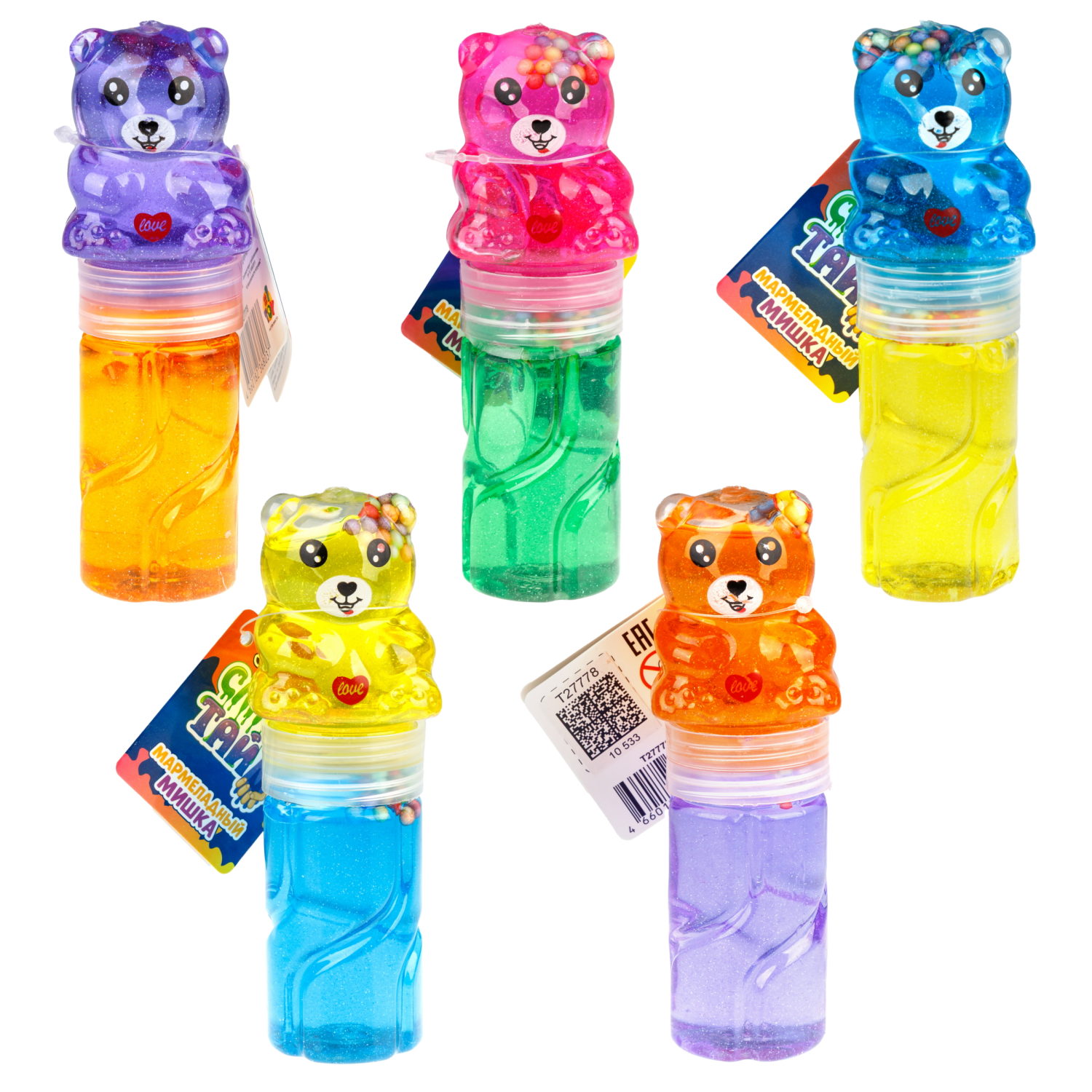 Слайм в банке 1TOY Мармеладный мишка, в ассортименте