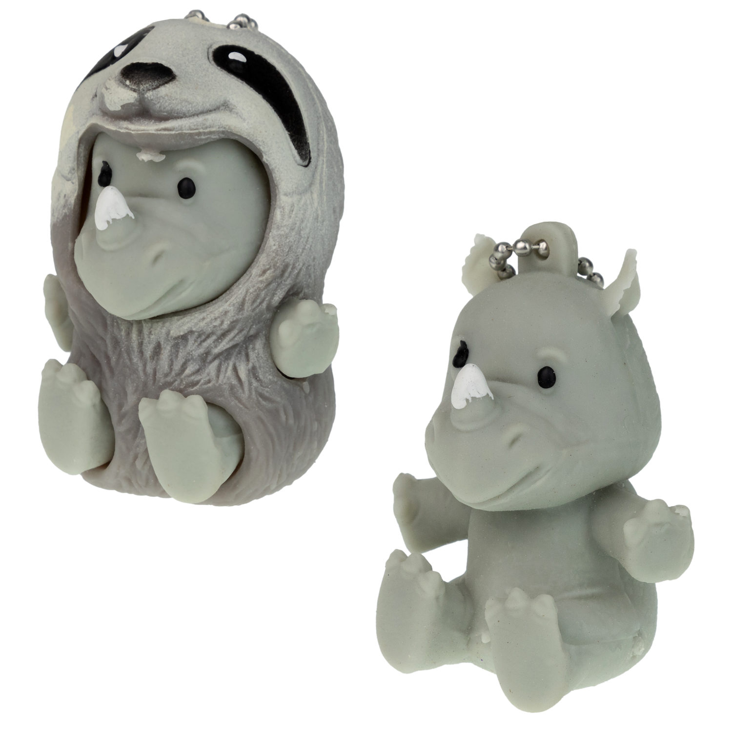 Игрушка антистресс для рук 1TOY Маскарад для зверят носорог - ленивец, мягкая, резиновая, сквиш, жмякалка, мялка, брелок детский, для взрослого