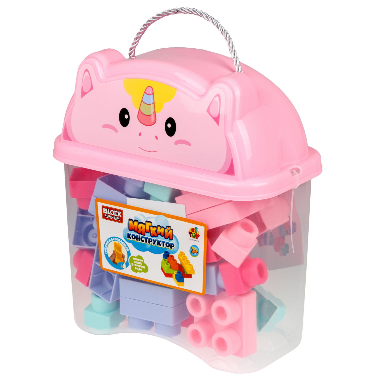 Мягкий конструктор для девочек 1TOY 40 деталей, в контейнере