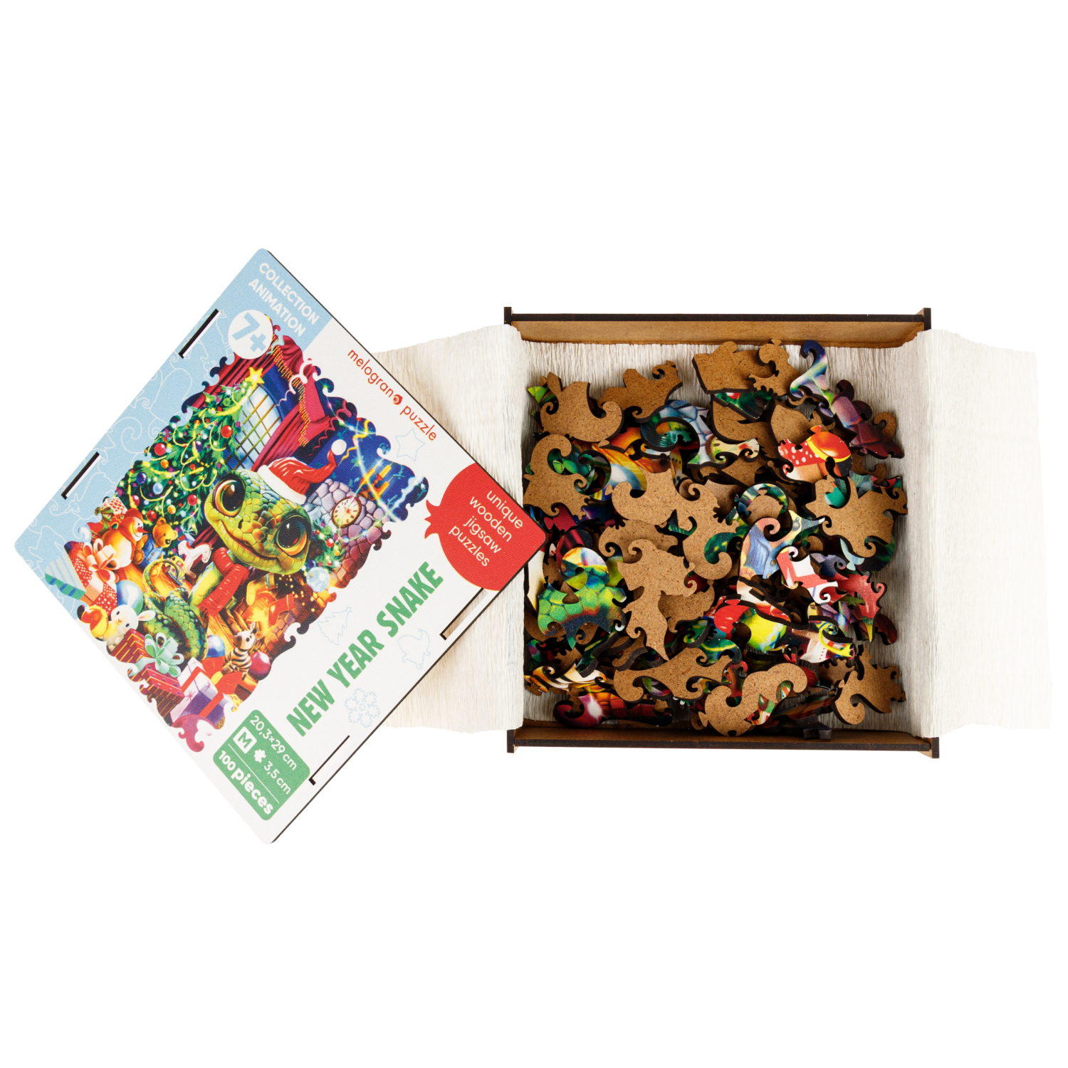 Деревянные пазлы Collection Animation Новогодняя змея, 100 деталей
