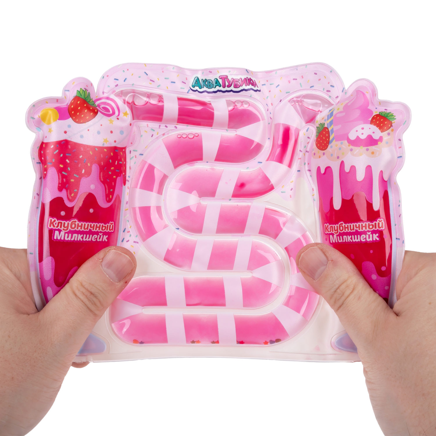 Акватубики 1TOY Кафешка: Молочный коктейль клубничный, антистресс переливайка