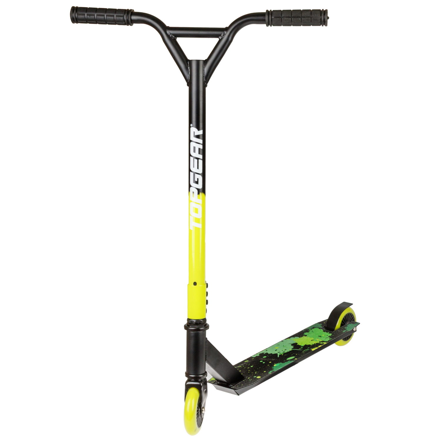 Самокат трюковый Topgear, 2-х кол. PU 2х100 мм, неопреновые грипсы, 48,5*83*64 см,, до 100 кг, черно-зеленый