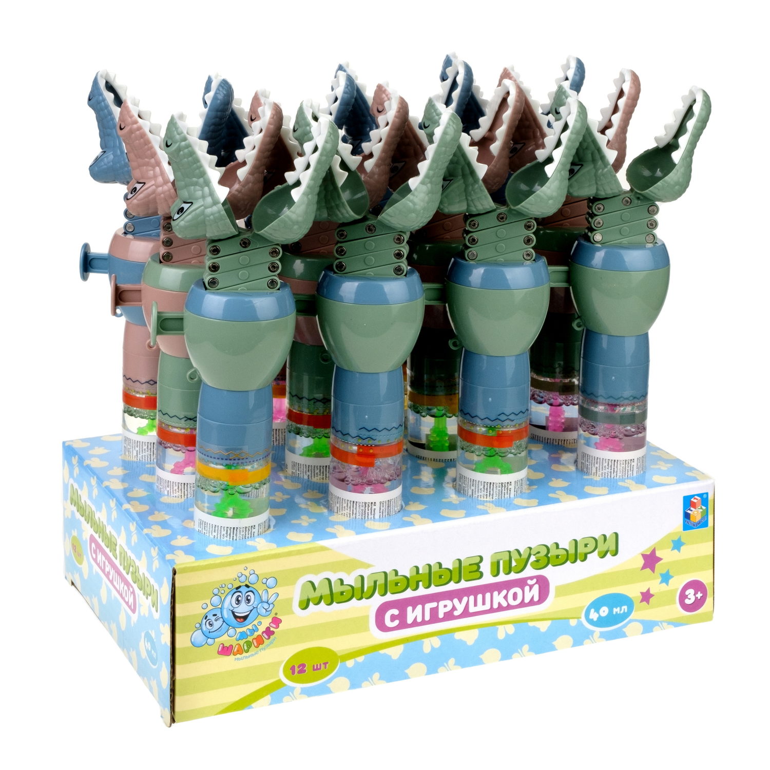 Мыльные пузыри 1TOY Мы-шарики! колба с игрушкой-хваталкой крокодил 40 мл