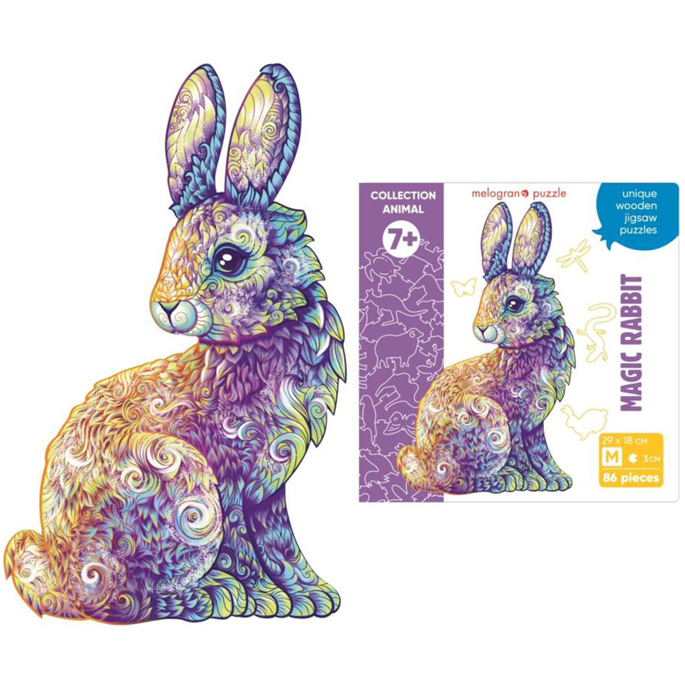 Деревянные пазлы Collection Animals Волшебный кролик, 86 деталей, 29х18 см