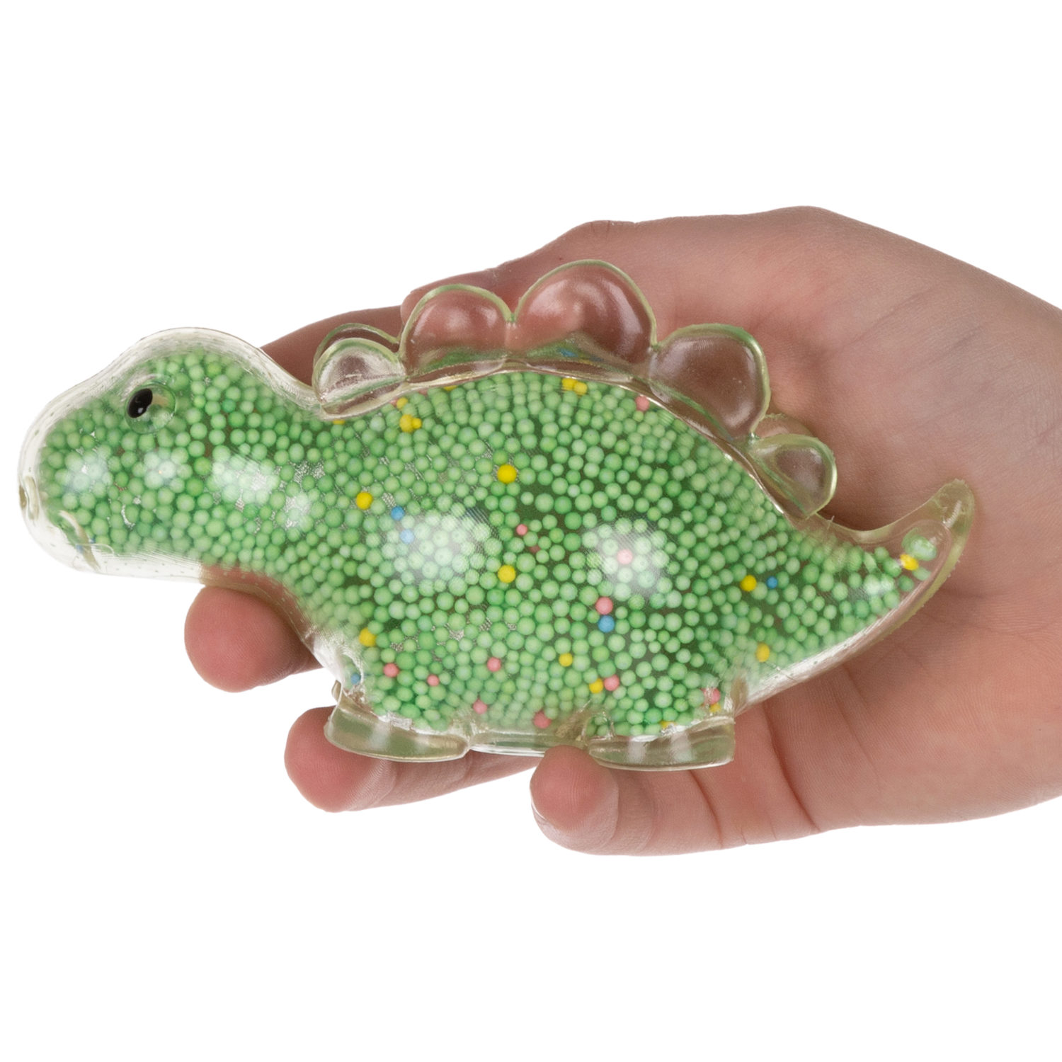 1toy Жмяка стегозавр с пенопластовыми шариками, 11х5 см, зелёный