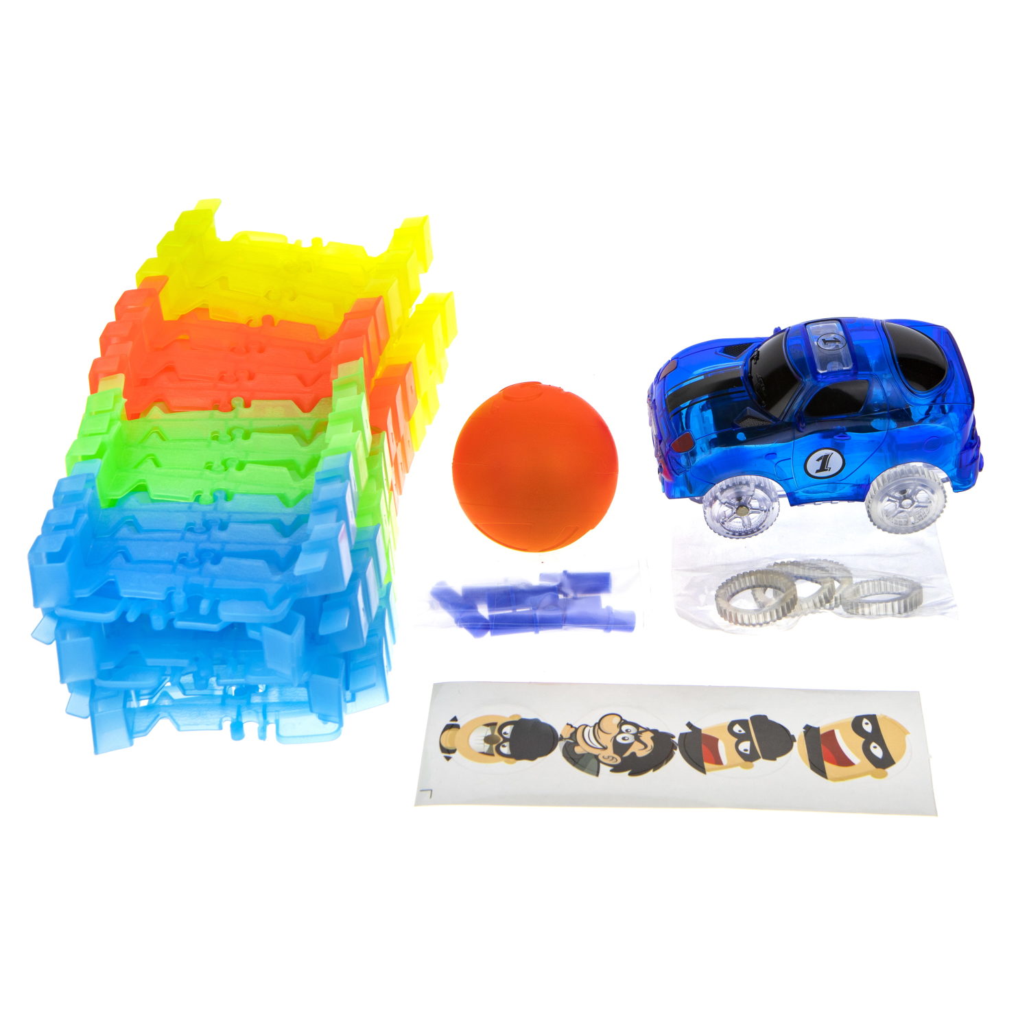 Игровой набор 1TOY Гибкий трек "Мегаполис", 70 деталей, дорога светитсяв темноте