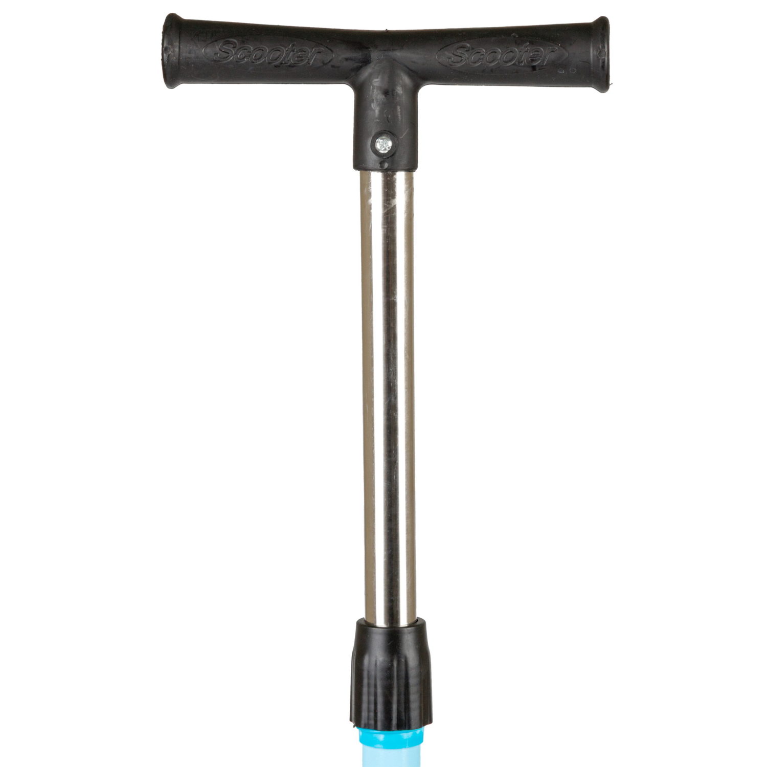 Самокат Navigator, упр.накл, PVC светящ. кол.2х110мм/80мм, складной, высота руля 58-72см, дека 36*12см, пласт ручки, пакет, черный с голубым