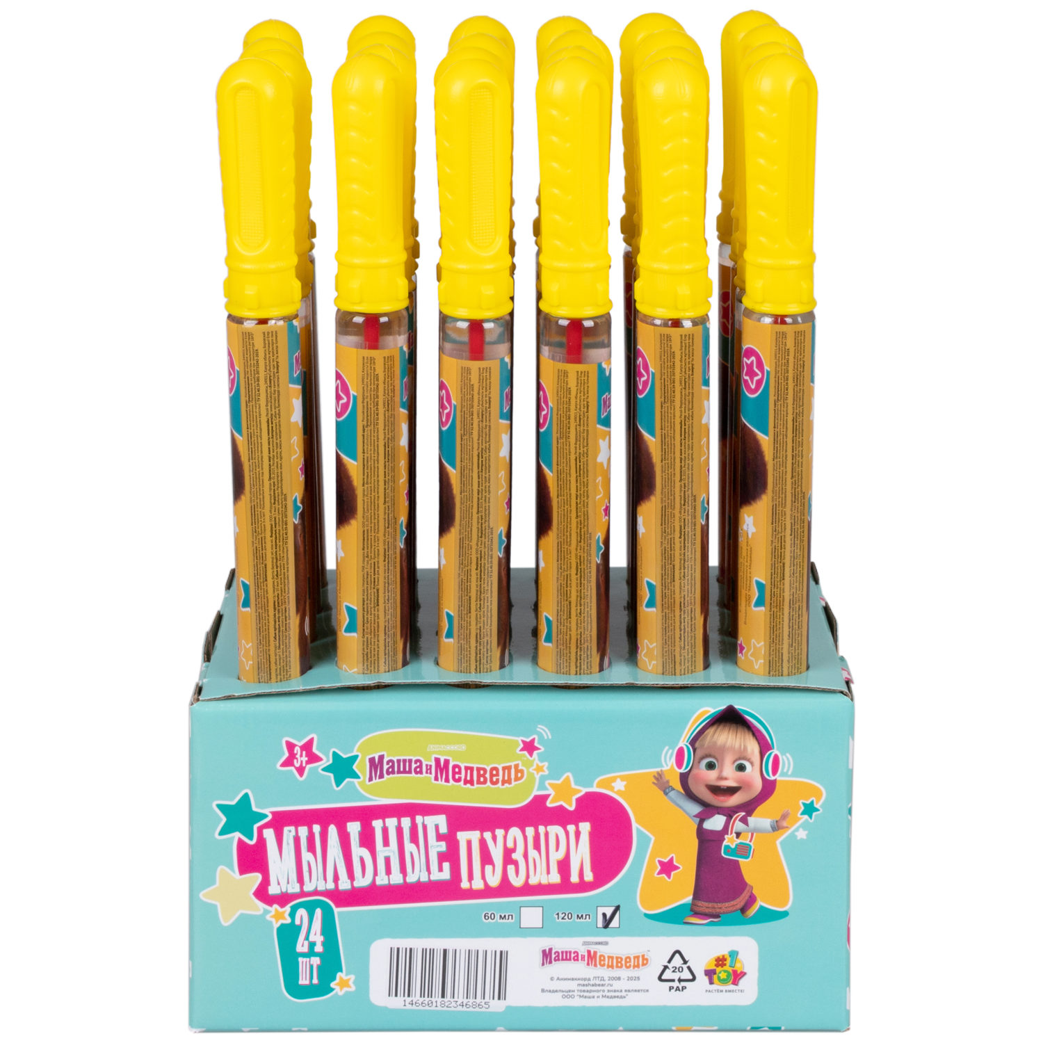 Мыльные пузыри 1TOY Маша и медведь, 120 мл