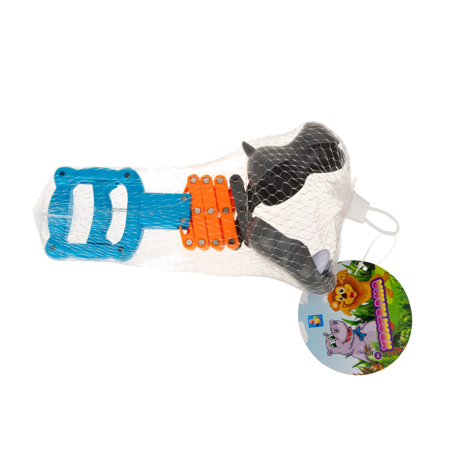 1TOY Хваталка в виде головы животного 19,5 см., 2 вида., бирка, сетка