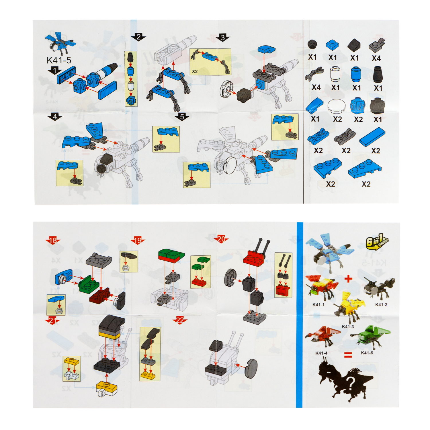 Конструктор 1TOY Blockformers "Микромир", 6 видов, из 6 шт. собирается большой богомол, 1 шт.