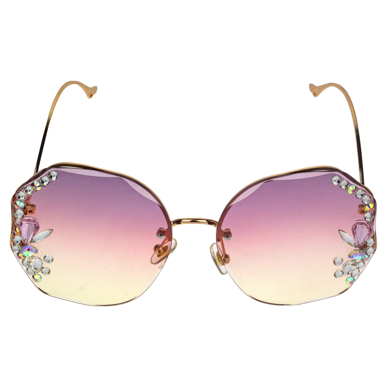 Солнцезащитные очки Lukky Fashion со стразами, персиковый