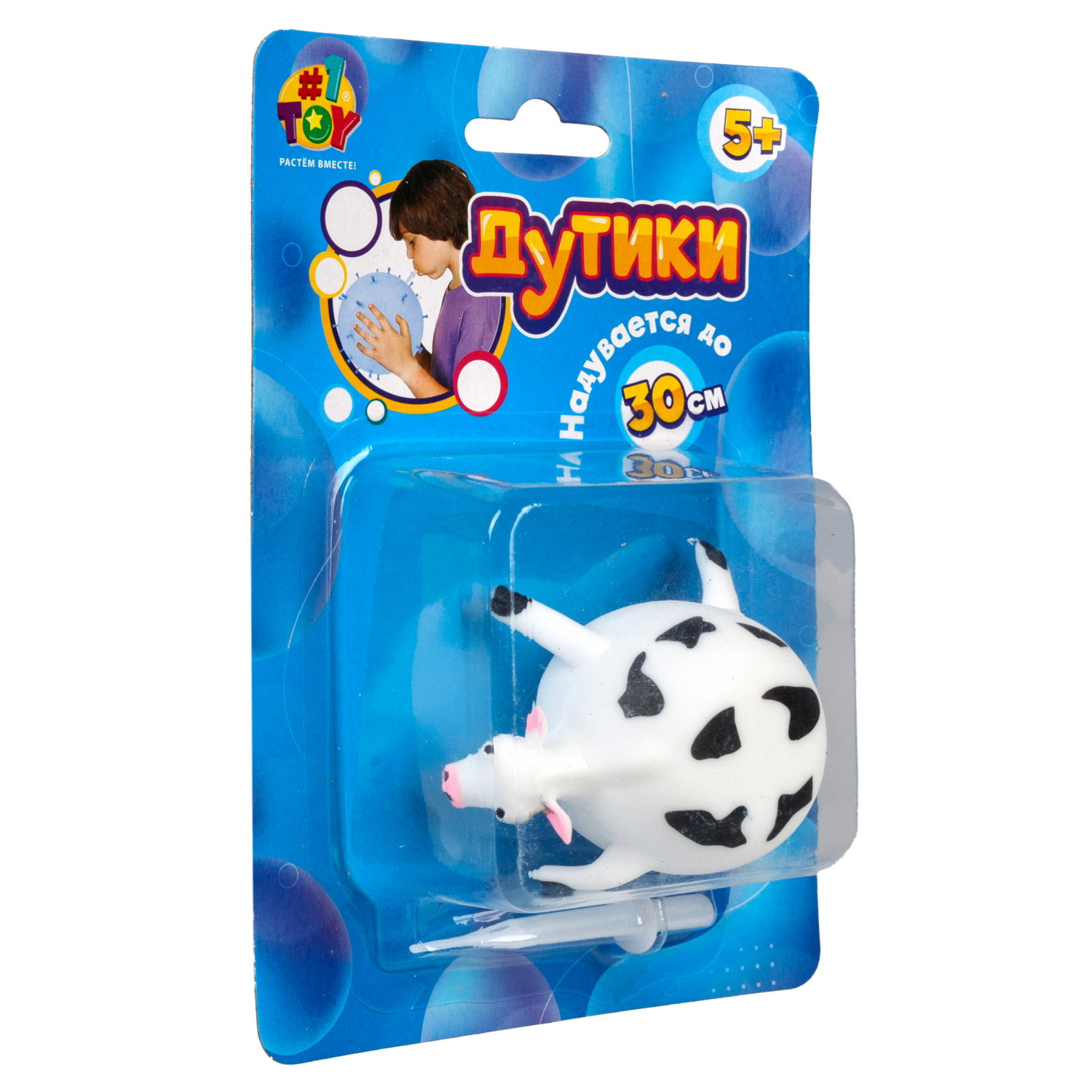 Игрушка ДУТИКИ 1TOY Животные, максимальный размер 30 см, корова